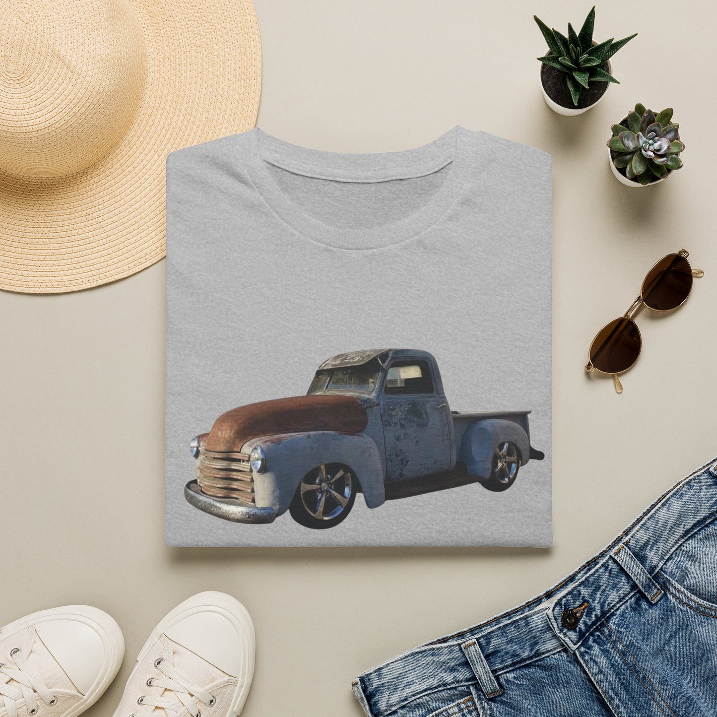 Vintage Lowered Grey Pickup Truck T-Shirt
