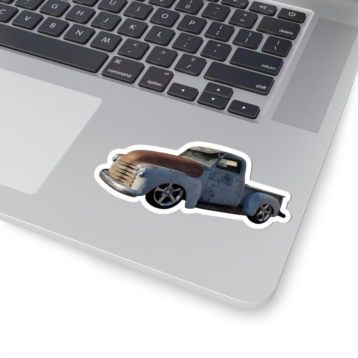 Classic Lowered Grey Pickup Truck Sticker