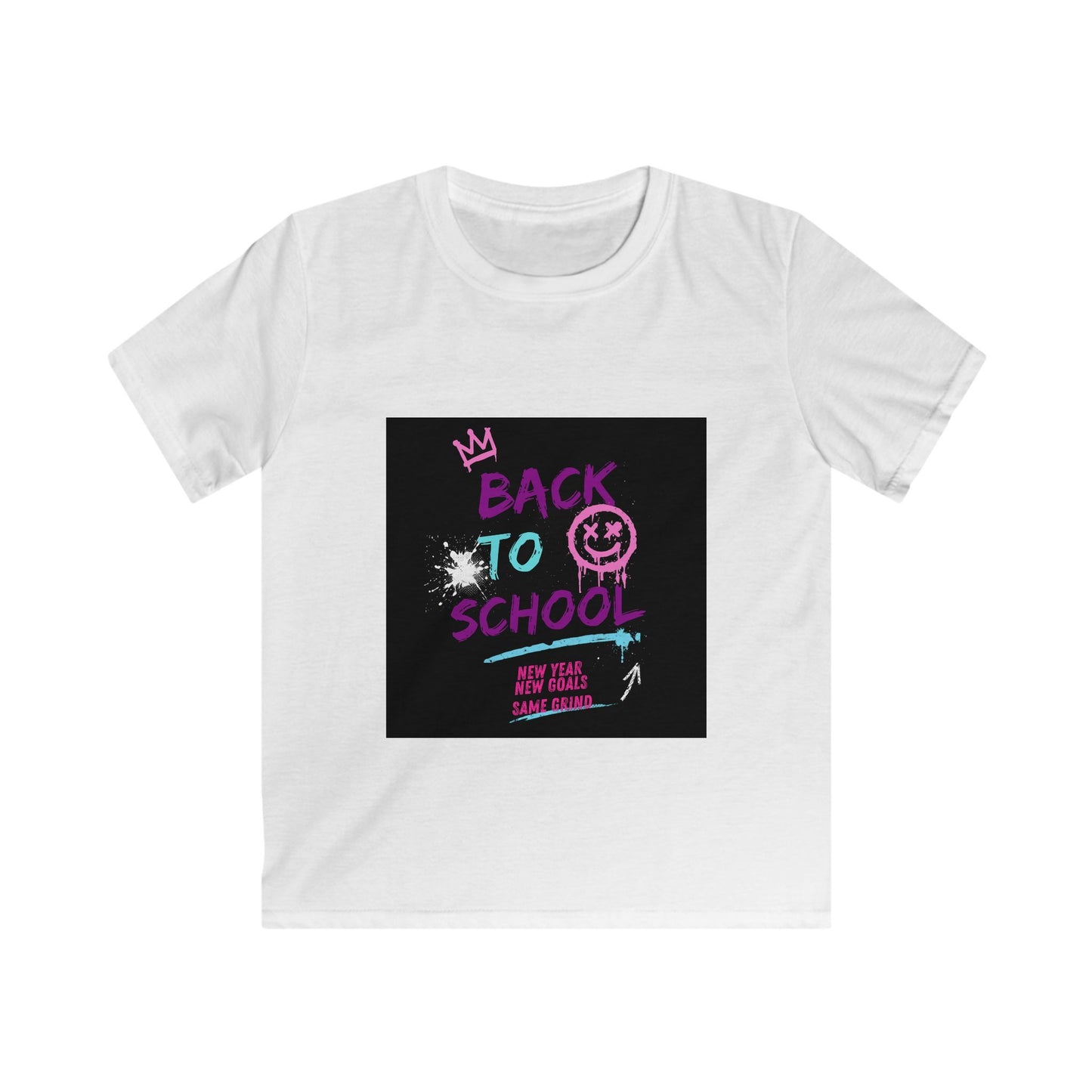 Kids Tee — 'Back to School' Neon Graffiti Design
