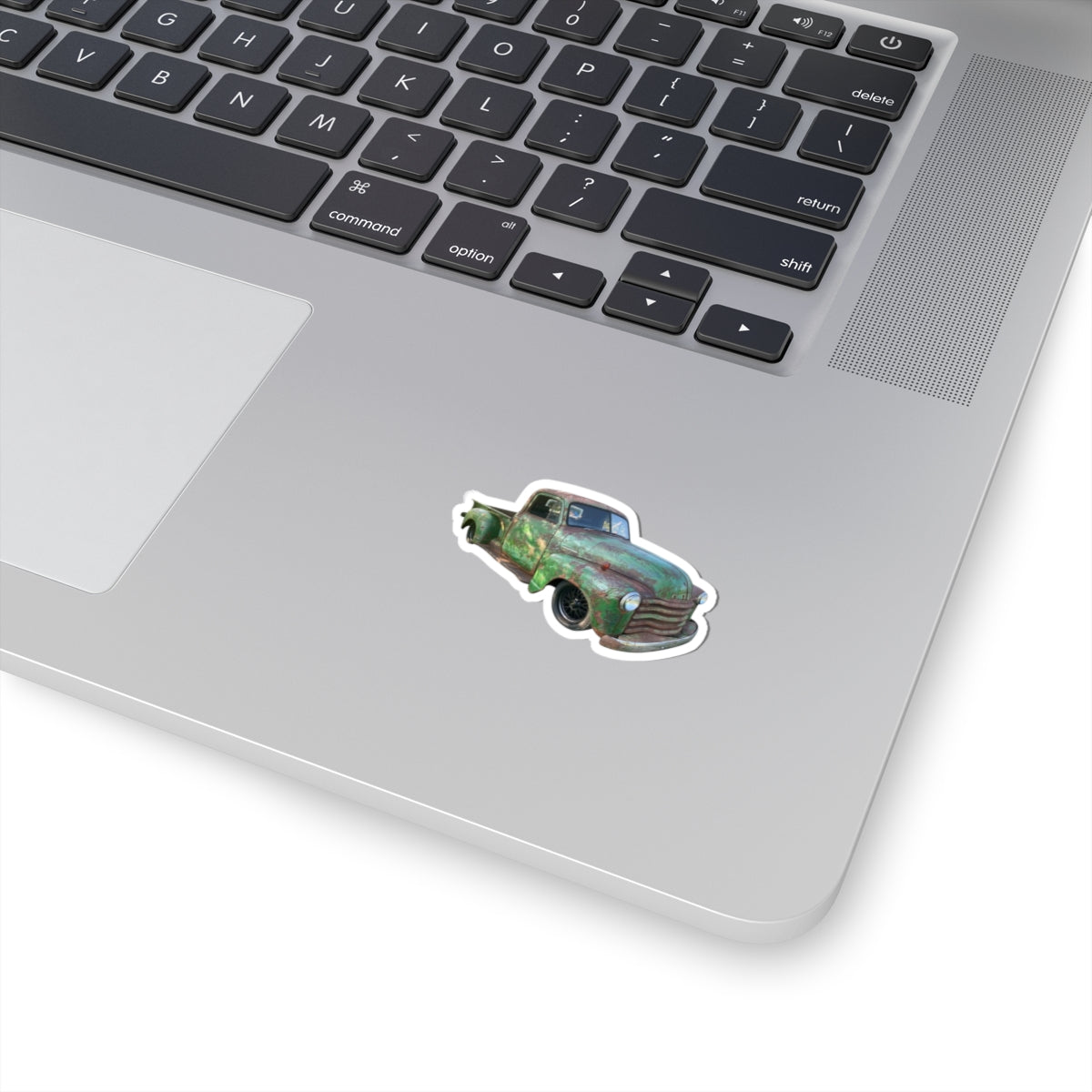 Vintage Lowered Pickup Green Truck Kiss-Cut Sticker