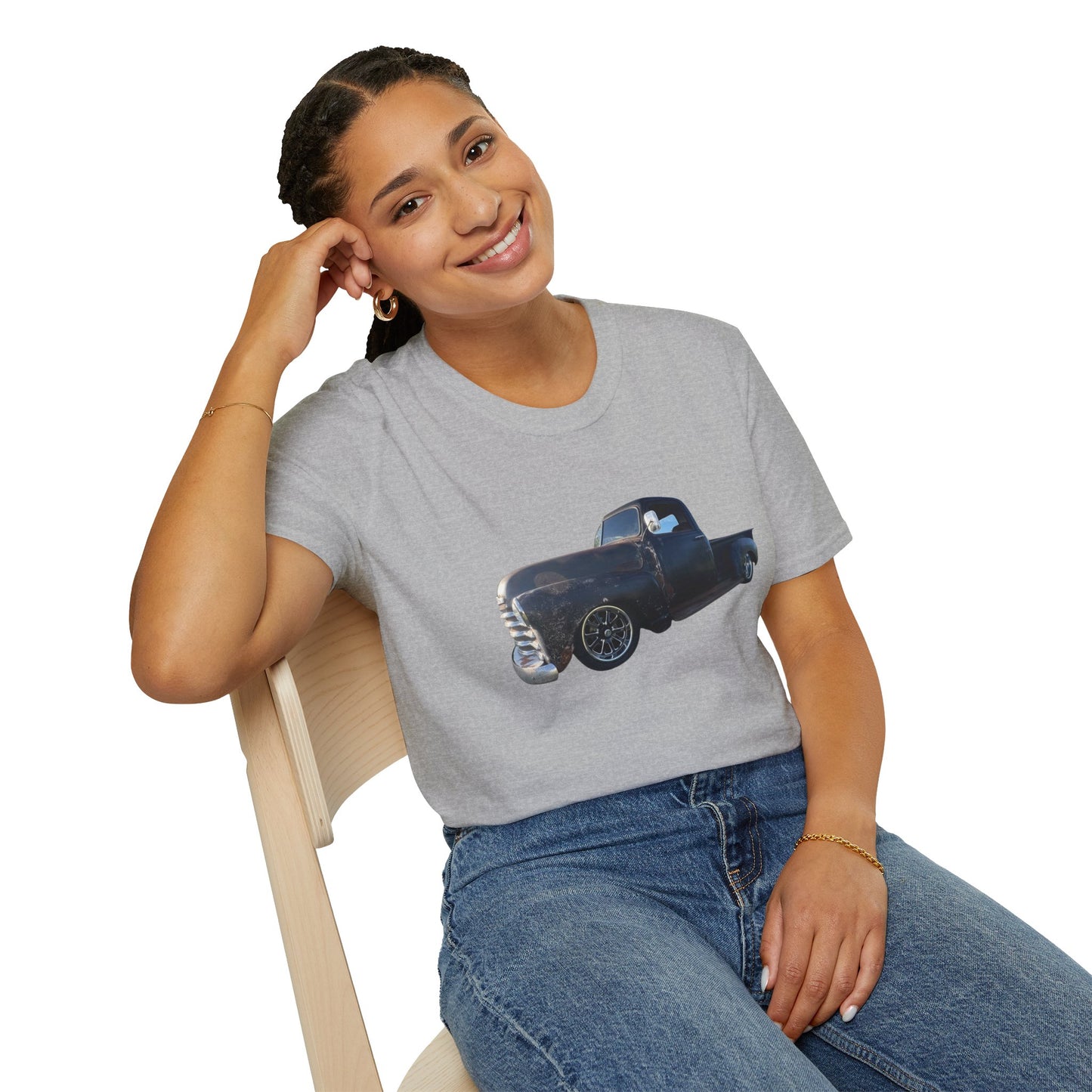 Vintage Lowered Black Pickup Truck T-Shirt