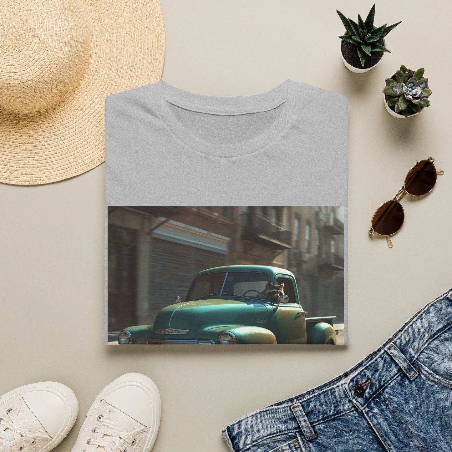 Raccoon Driving Truck T-Shirt