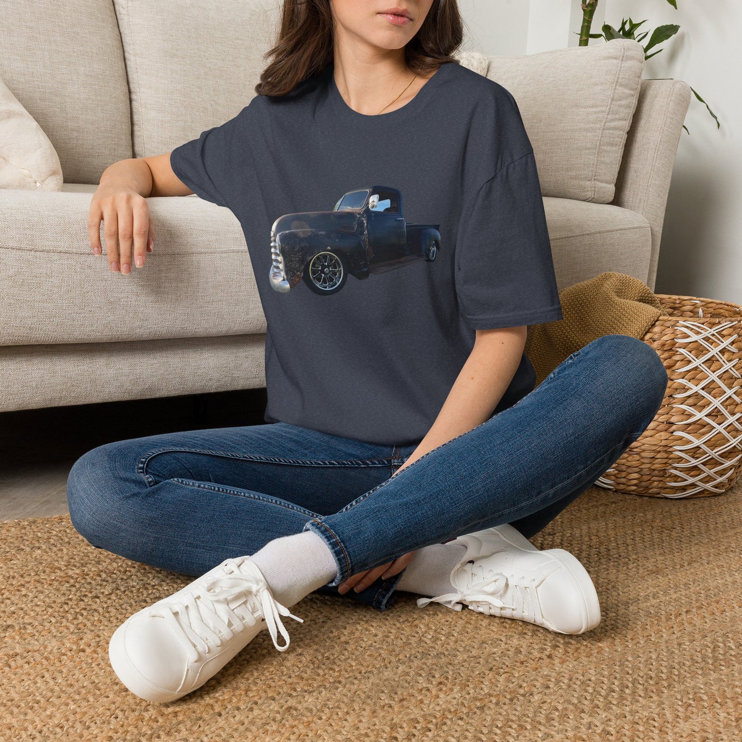 Vintage Lowered Black Pickup Truck T-Shirt