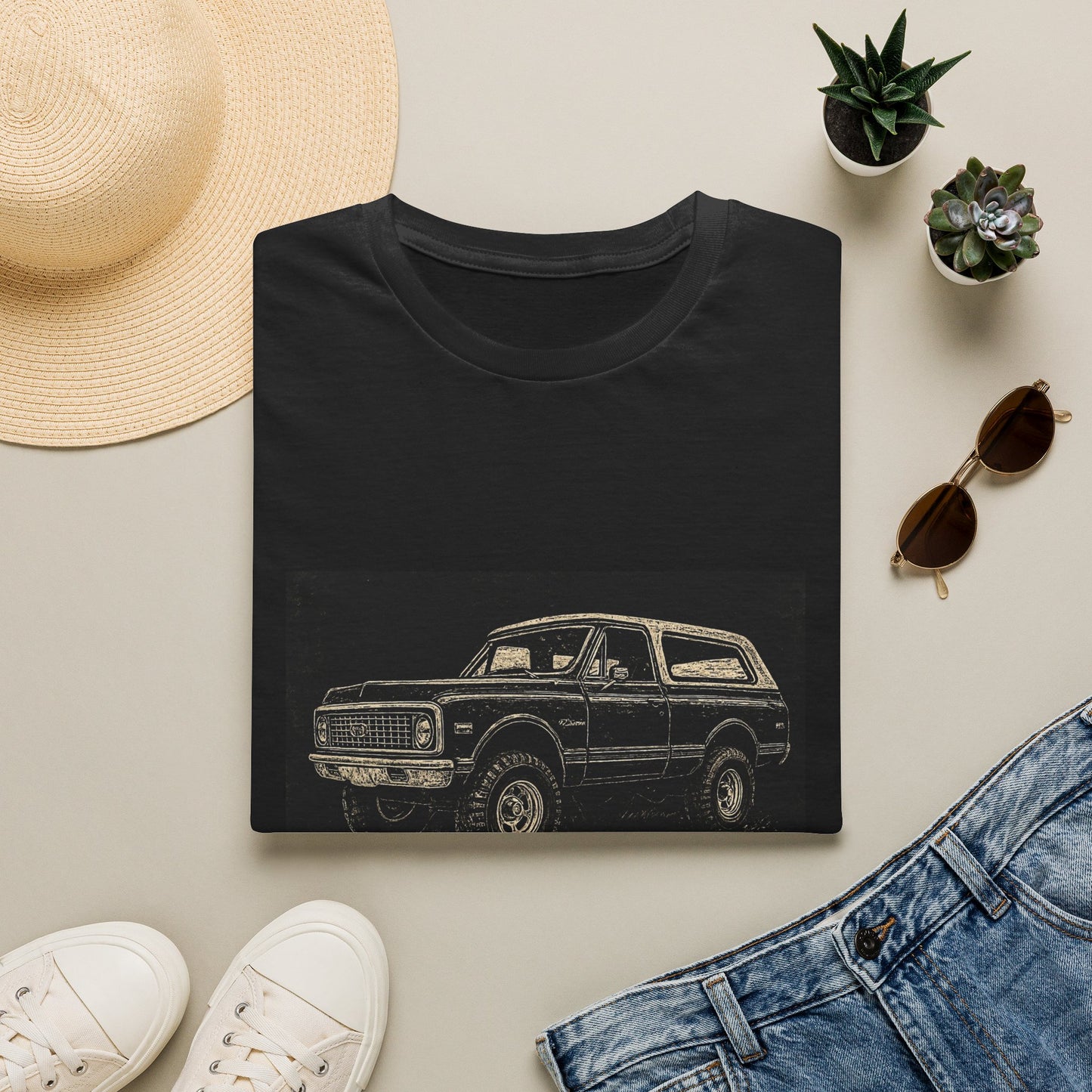 Vintage Truck w Topper Illustration T-Shirt