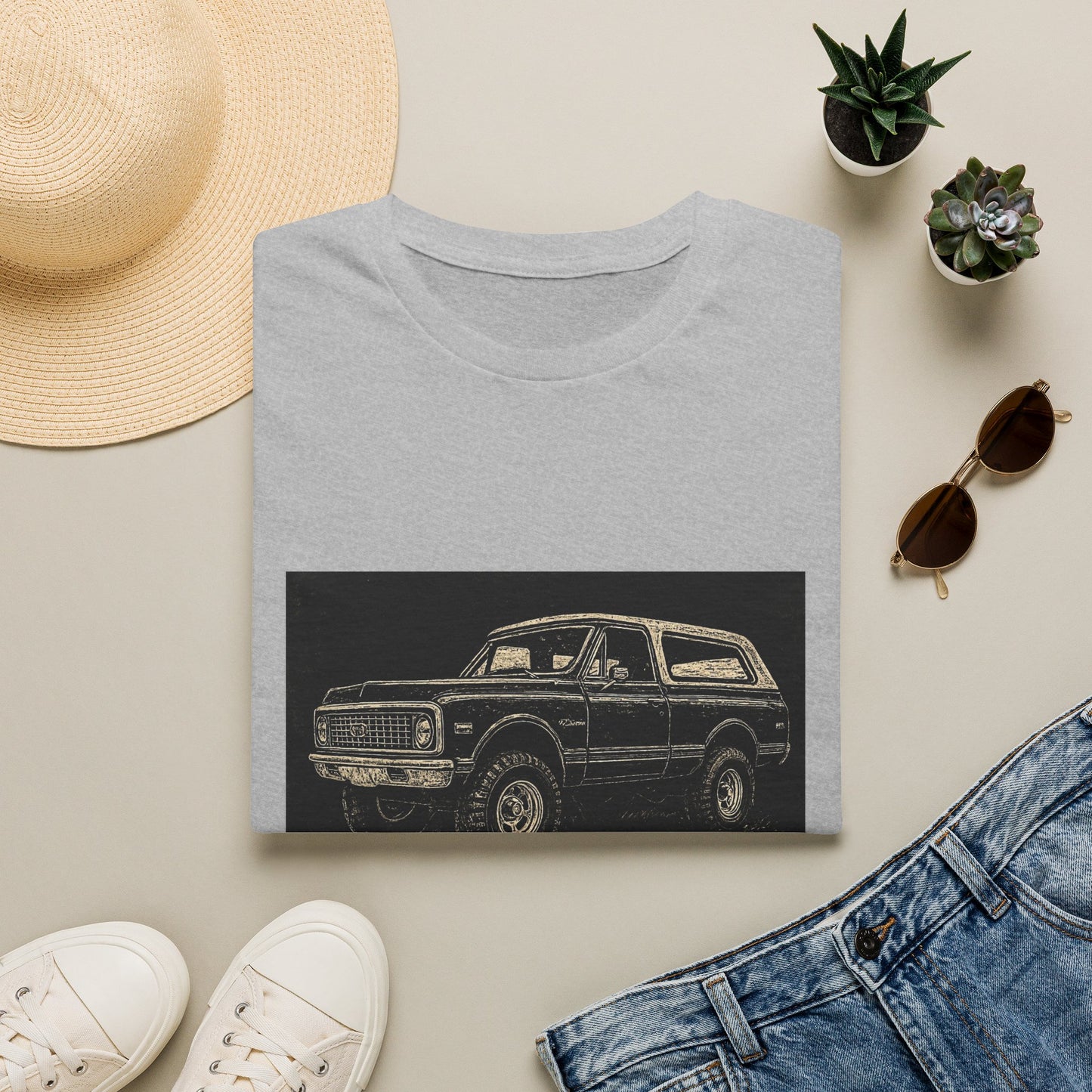 Vintage Truck w Topper Illustration T-Shirt