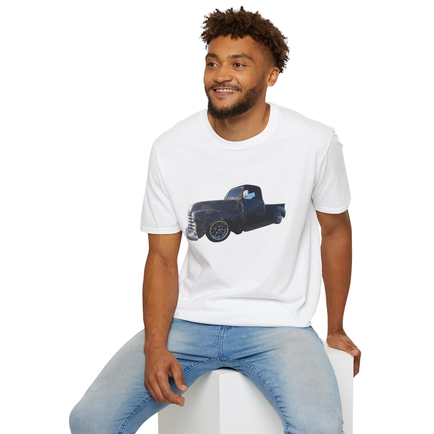 Vintage Lowered Black Pickup Truck T-Shirt