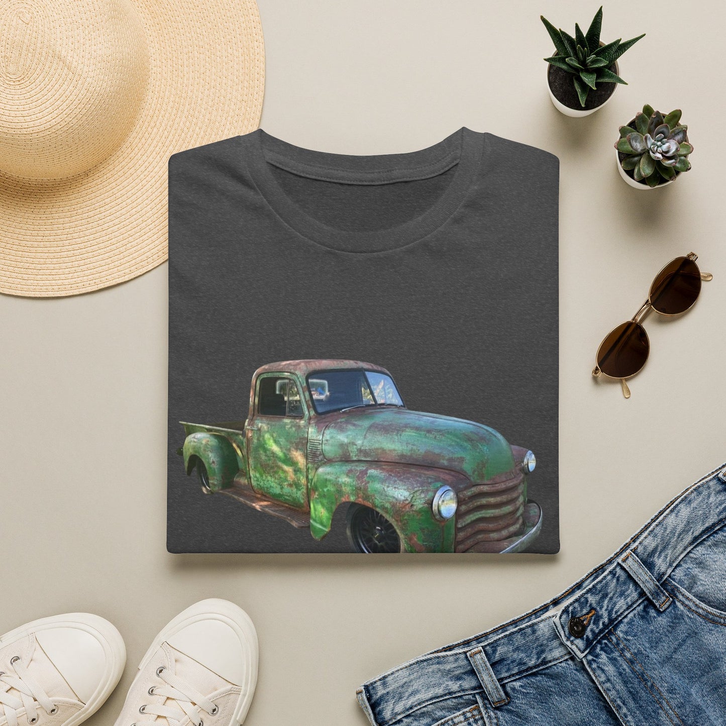 Green Lowered Vintage Pickup Truck T-Shirt