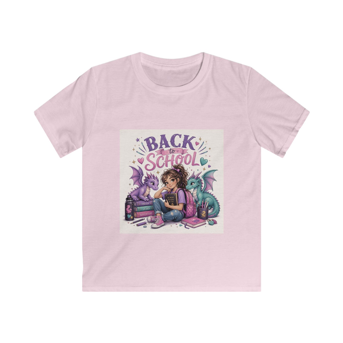 Kids Back to School T‑Shirt — Girl Reading with Dragons Graphic Tee