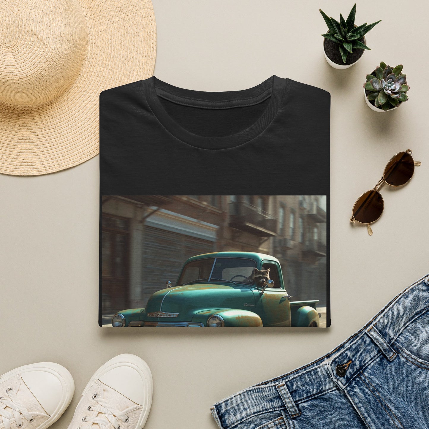 Raccoon Driving Truck T-Shirt