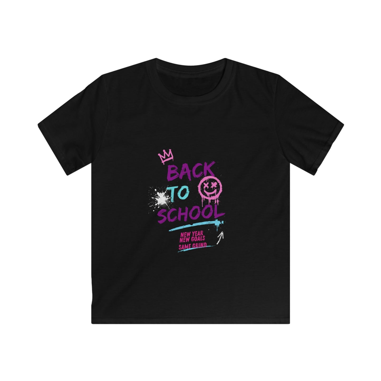 Kids Tee — 'Back to School' Neon Graffiti Design