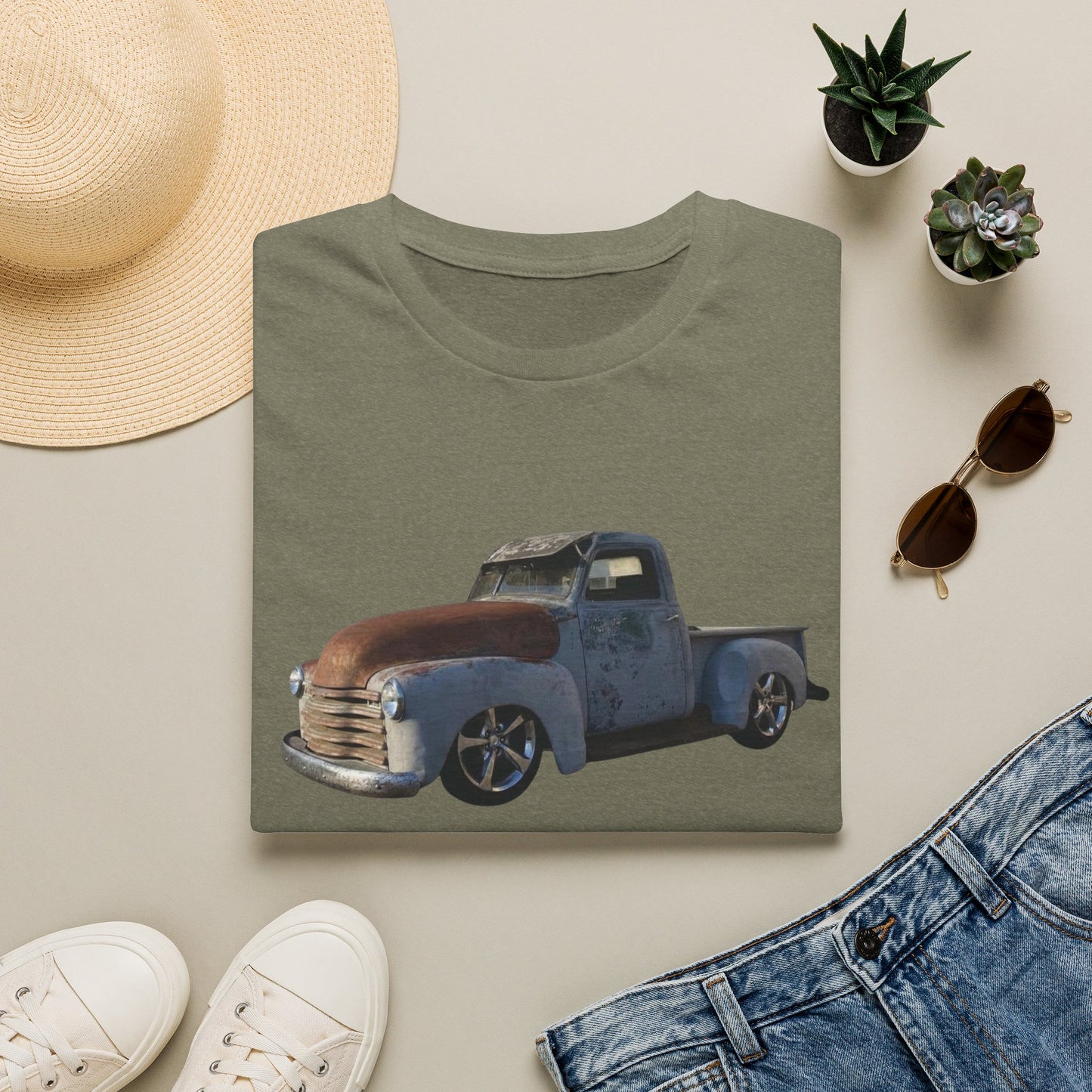 Vintage Lowered Grey Pickup Truck T-Shirt