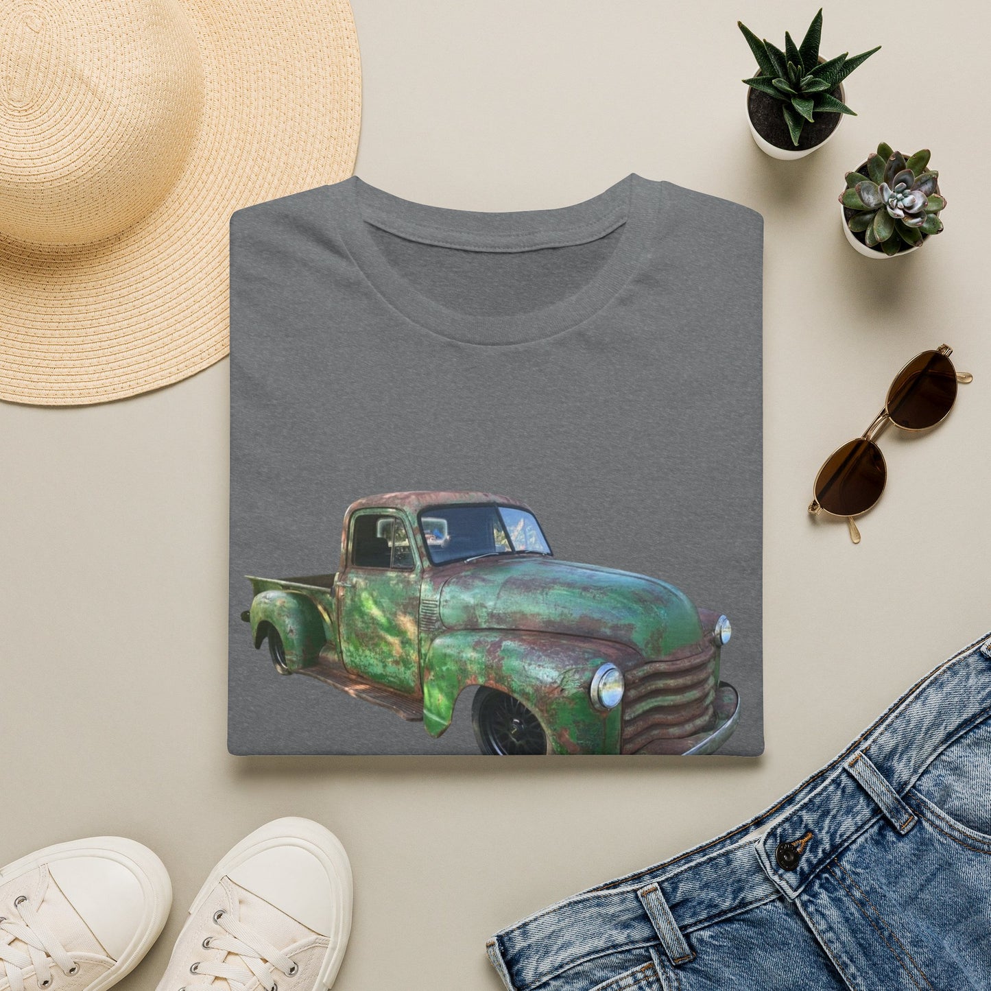Green Lowered Vintage Pickup Truck T-Shirt