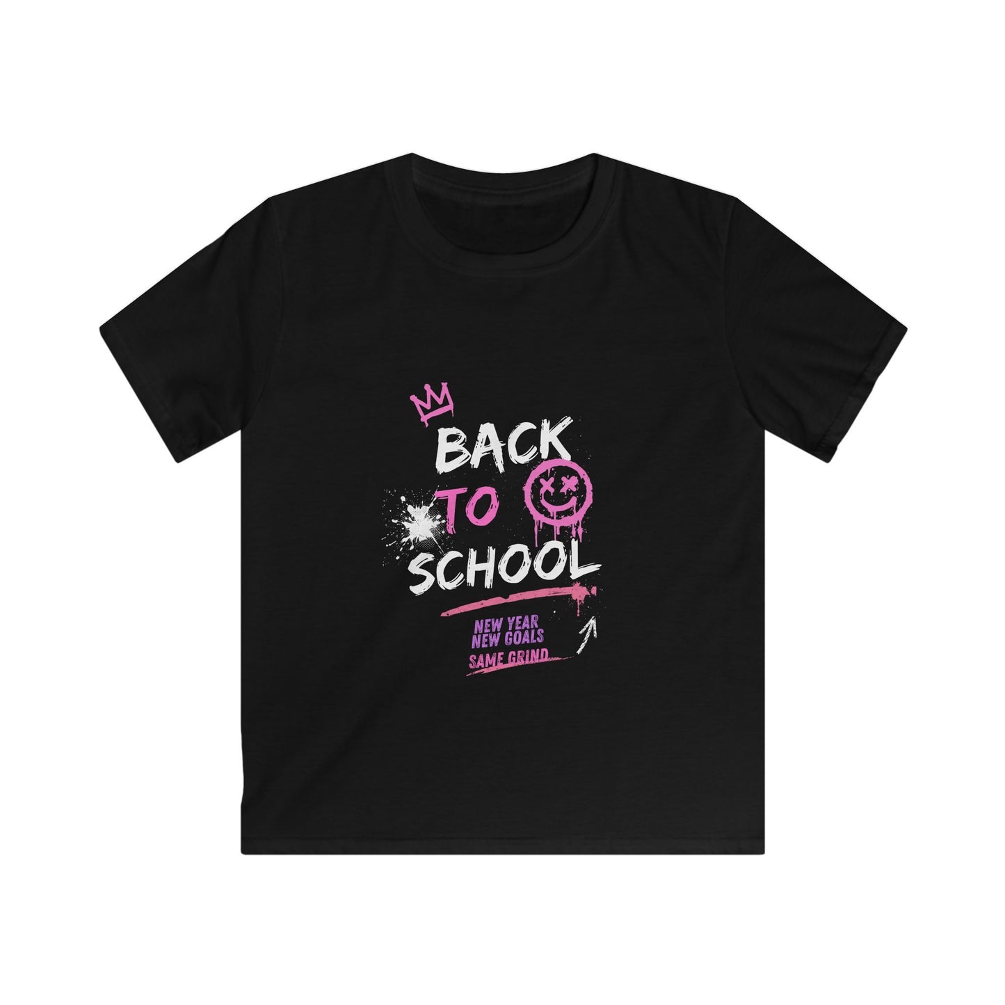 Back to School Kids Tee — Pink Graffiti Smile Design