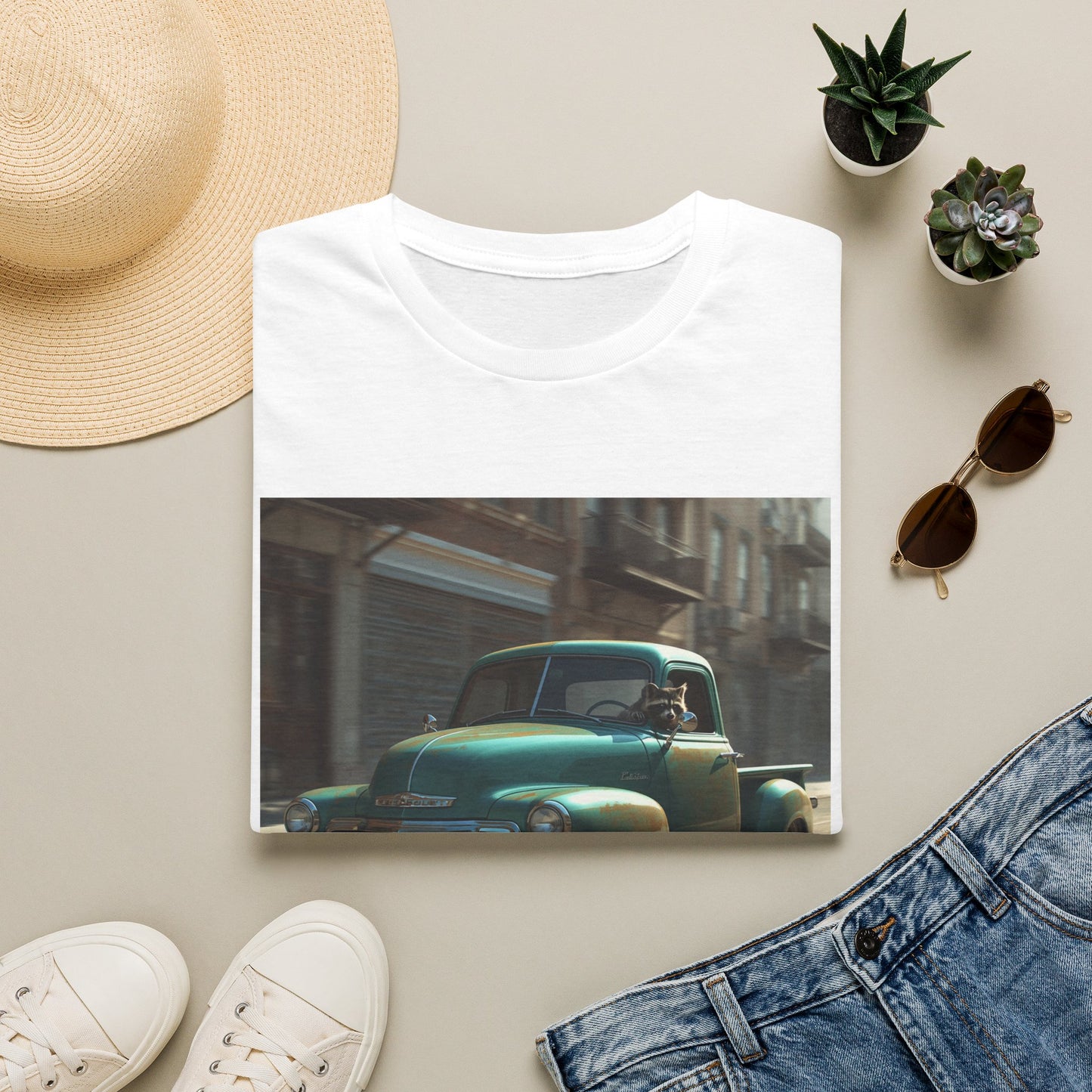 Raccoon Driving Truck T-Shirt