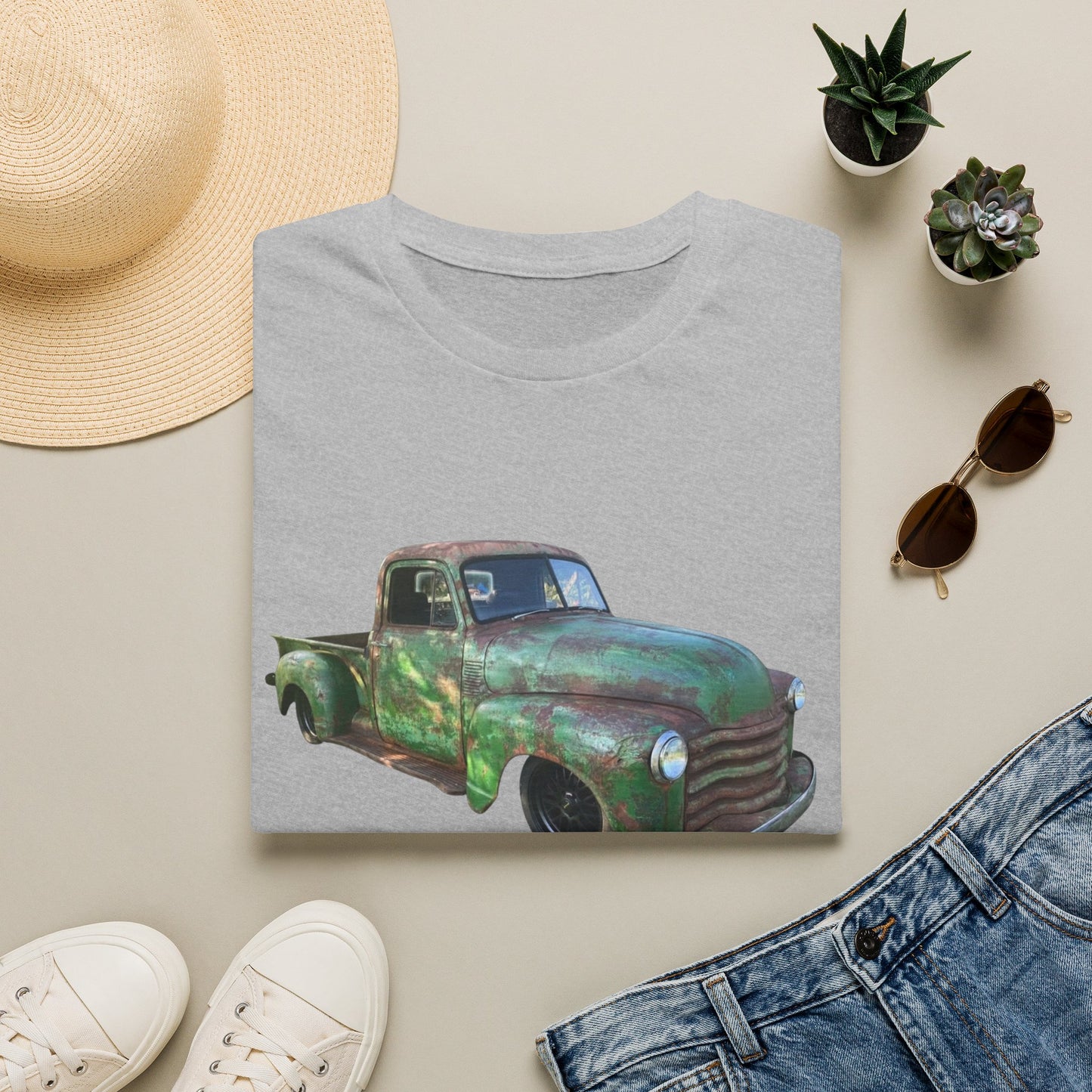 Green Lowered Vintage Pickup Truck T-Shirt