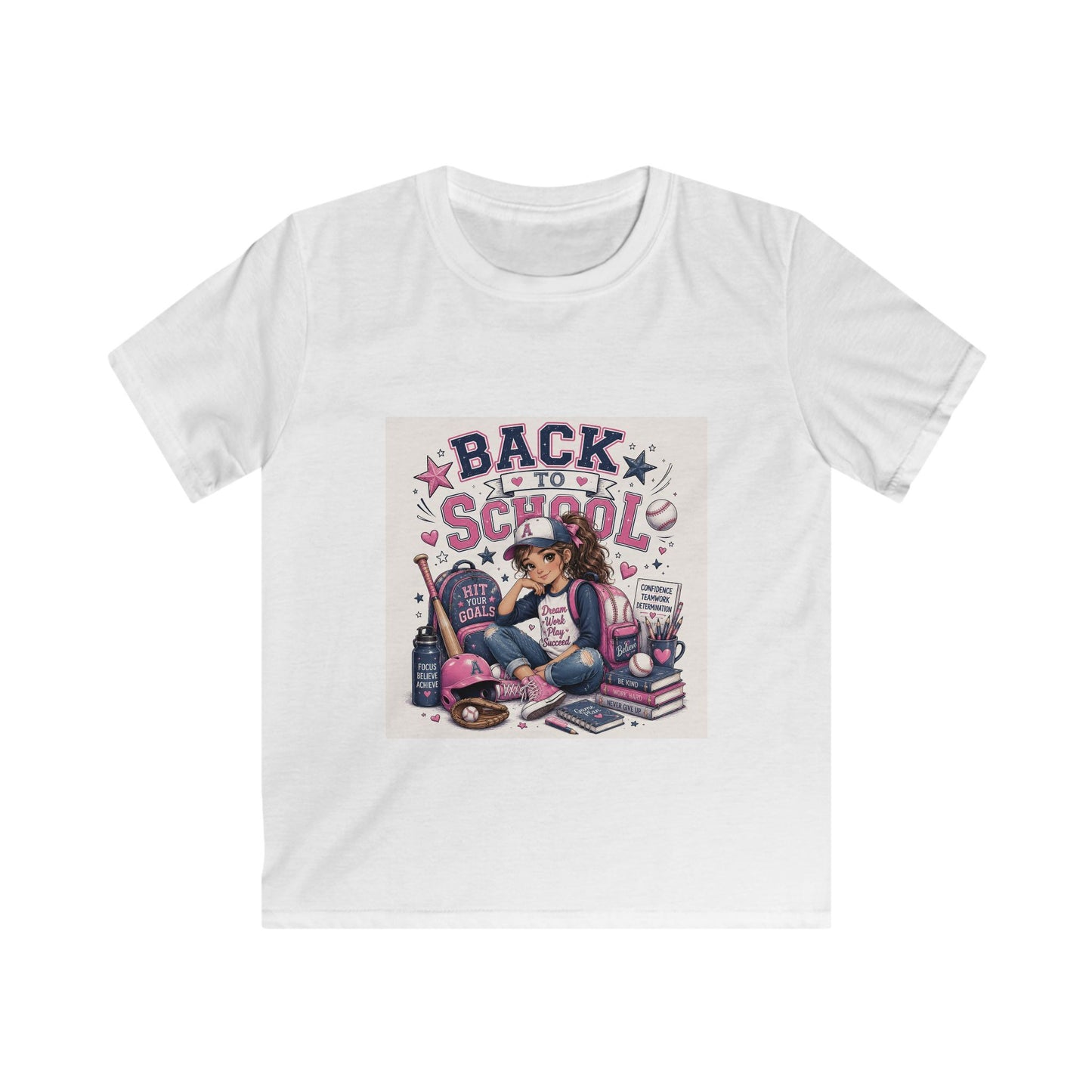 Kids Tee — "Back to School" Cute Girl Backpack Graphic