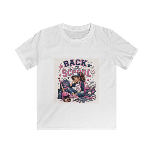 Kids Tee — "Back to School" Cute Girl Backpack Graphic