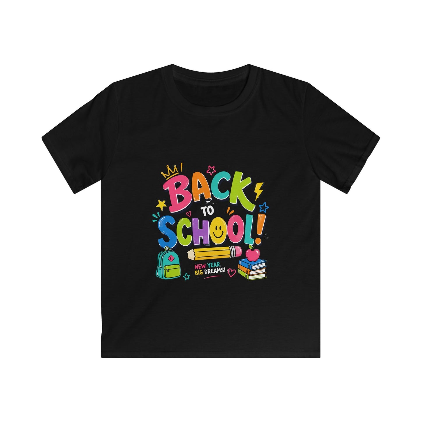 Back to School Kids T‑Shirt — Colorful Backpack & Books Design
