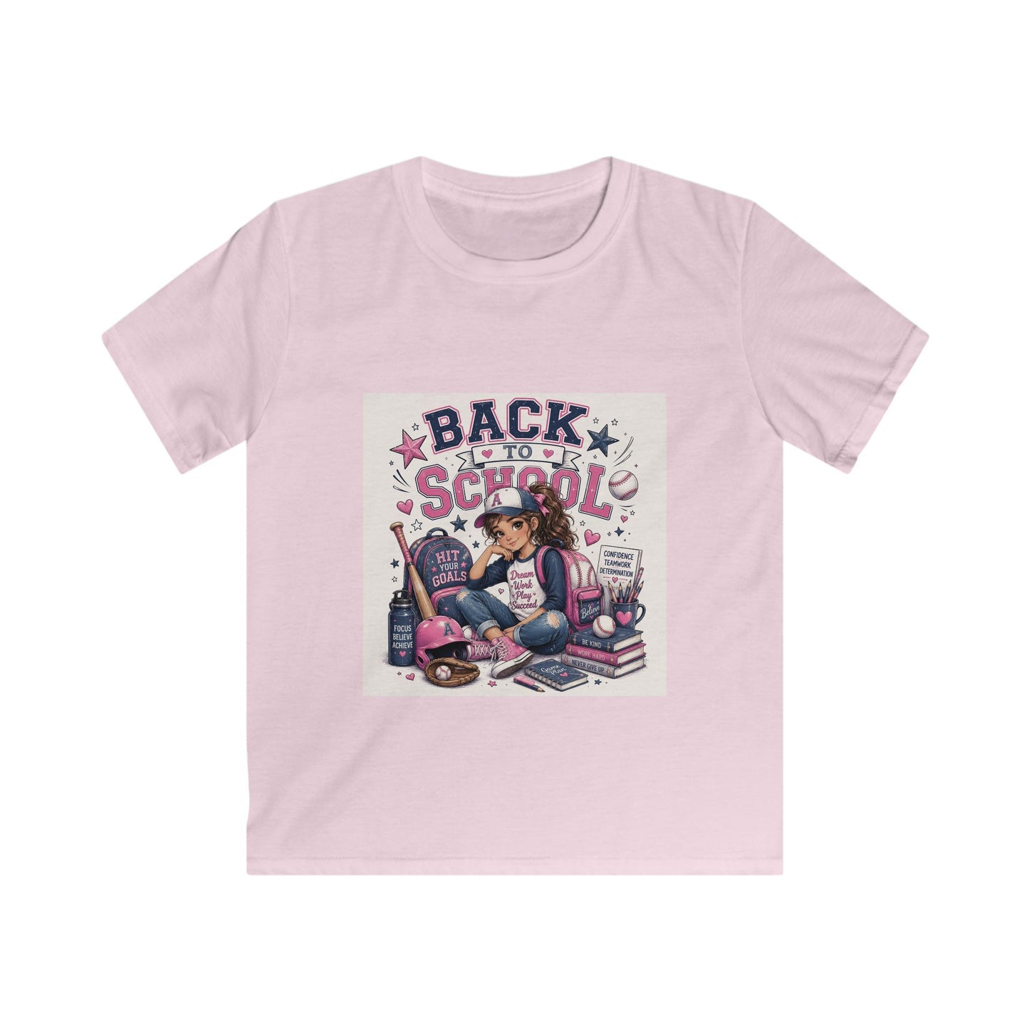 Kids Tee — "Back to School" Cute Girl Backpack Graphic
