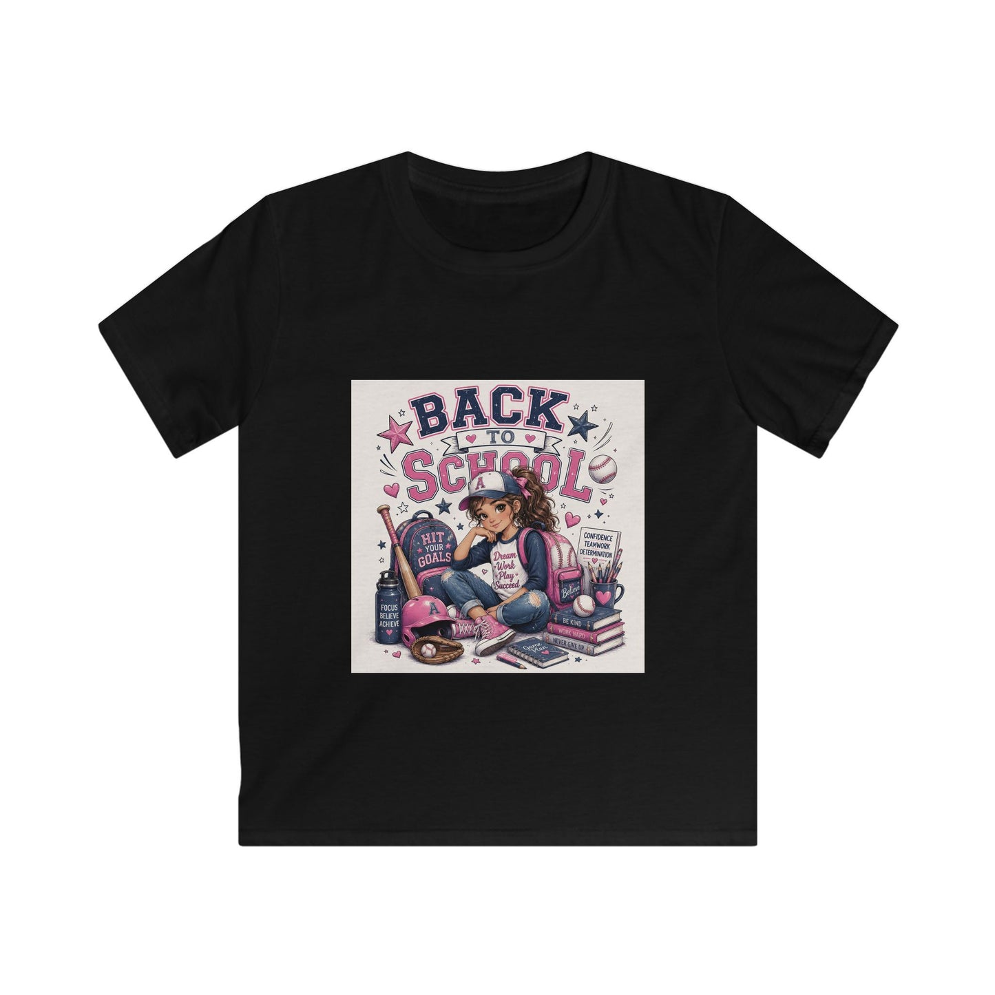 Kids Tee — "Back to School" Cute Girl Backpack Graphic