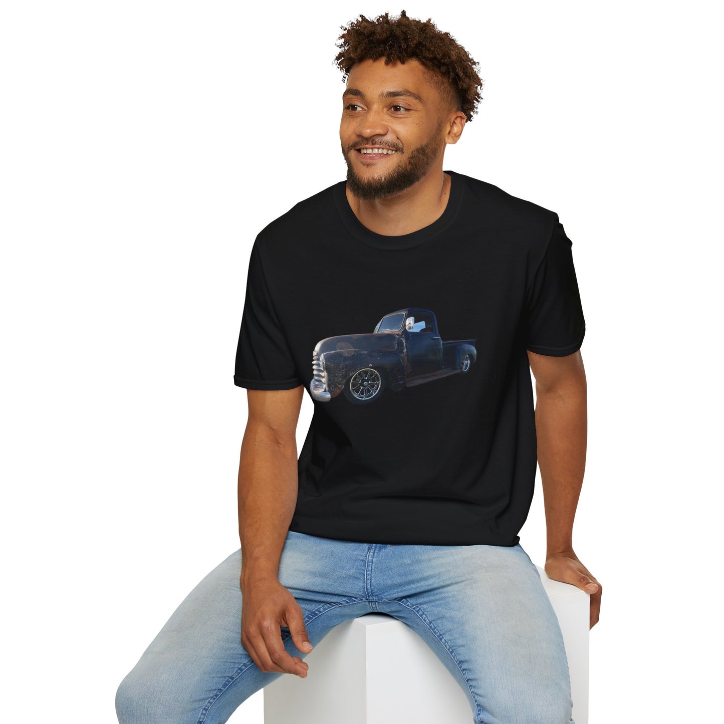 Vintage Lowered Black Pickup Truck T-Shirt