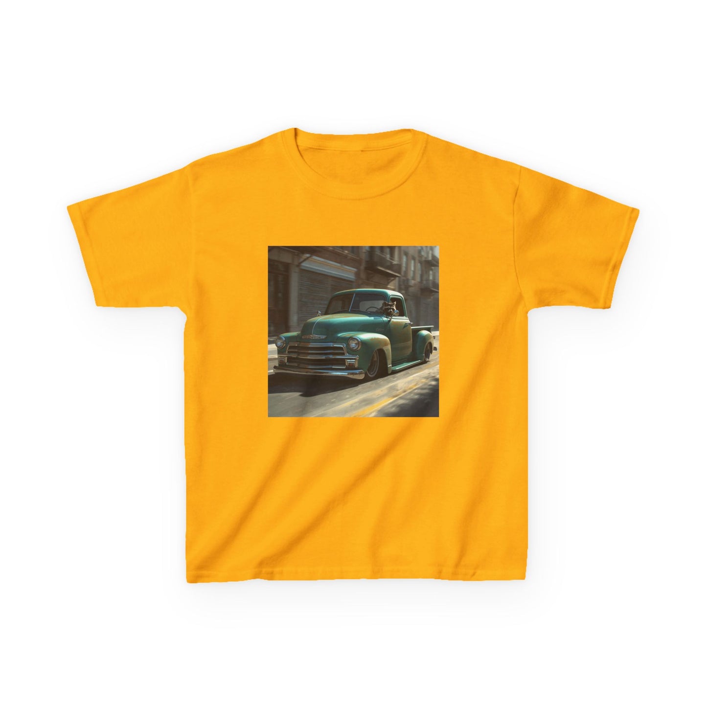 Vintage Green Pickup Truck Kids Tee