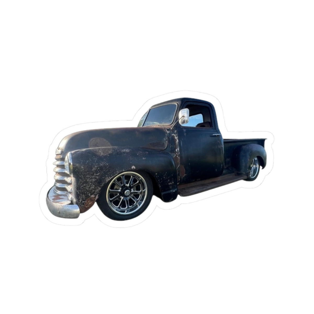 Vintage Lowered Black Pickup Truck Sticker