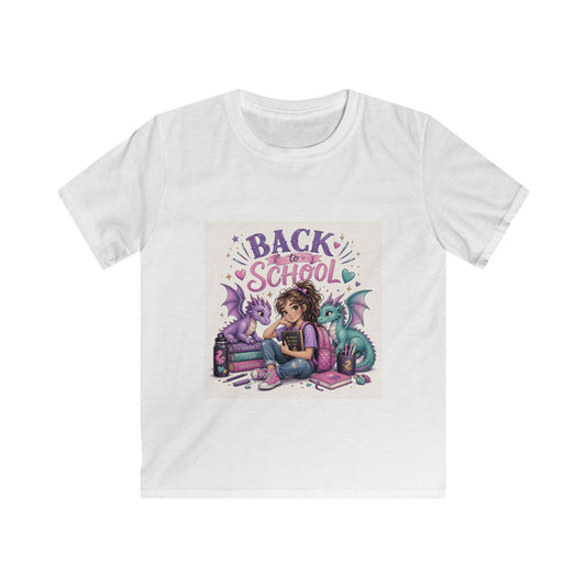 Kids Back to School T‑Shirt — Girl Reading with Dragons Graphic Tee