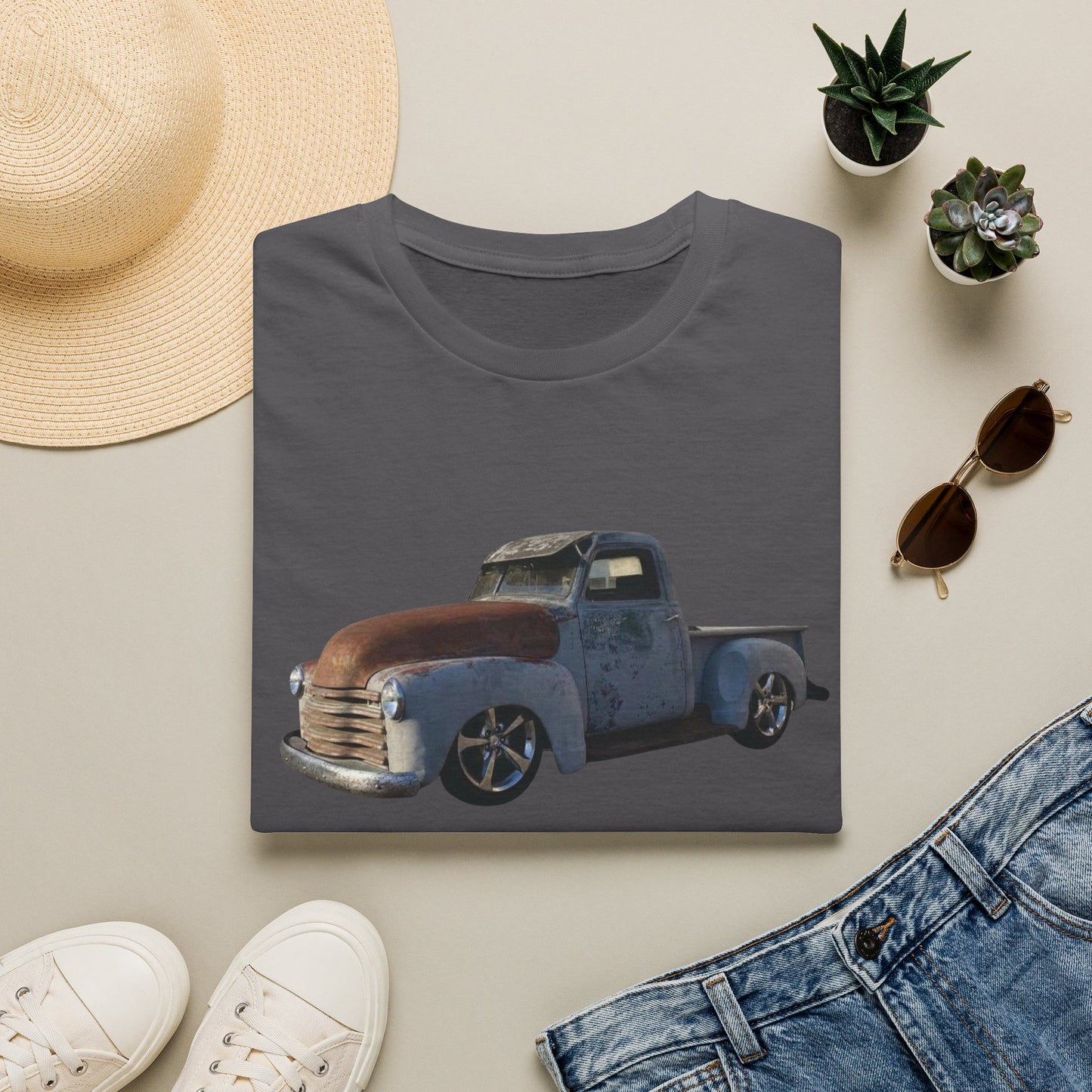 Vintage Lowered Grey Pickup Truck T-Shirt