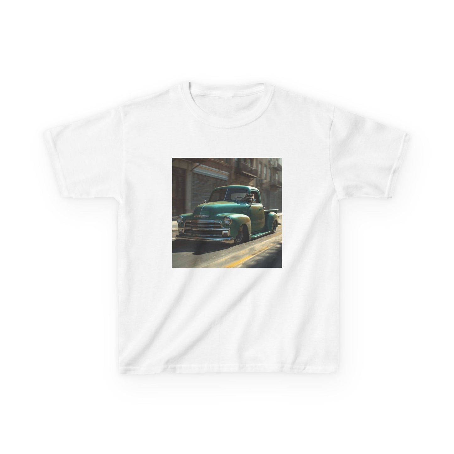 Vintage Green Pickup Truck Kids Tee