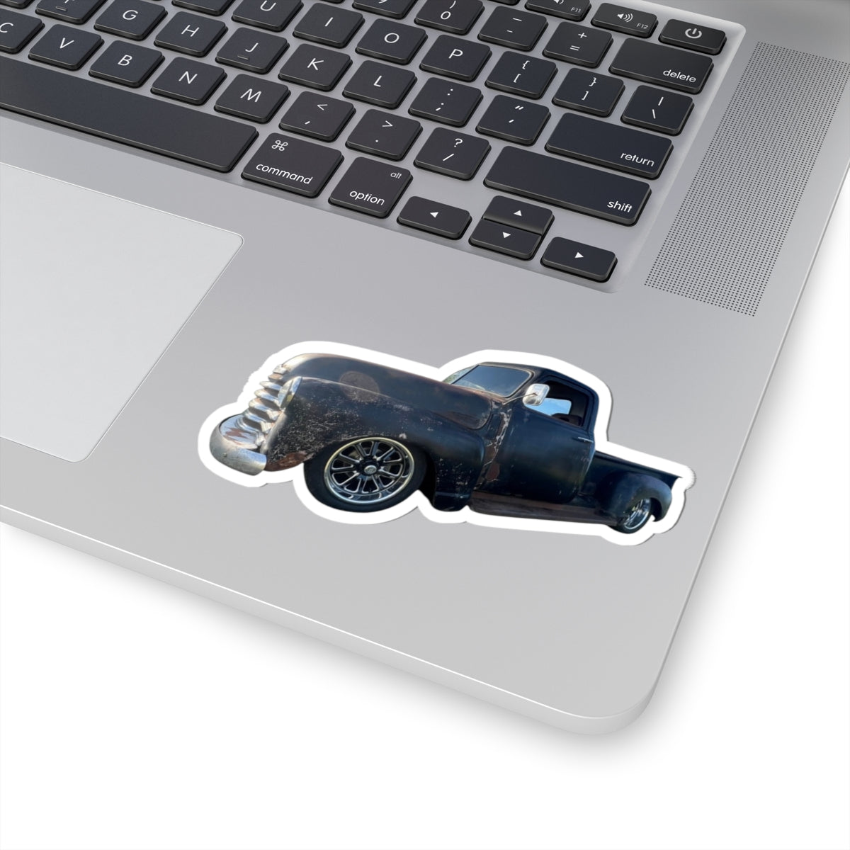 Vintage Lowered Black Pickup Truck Sticker