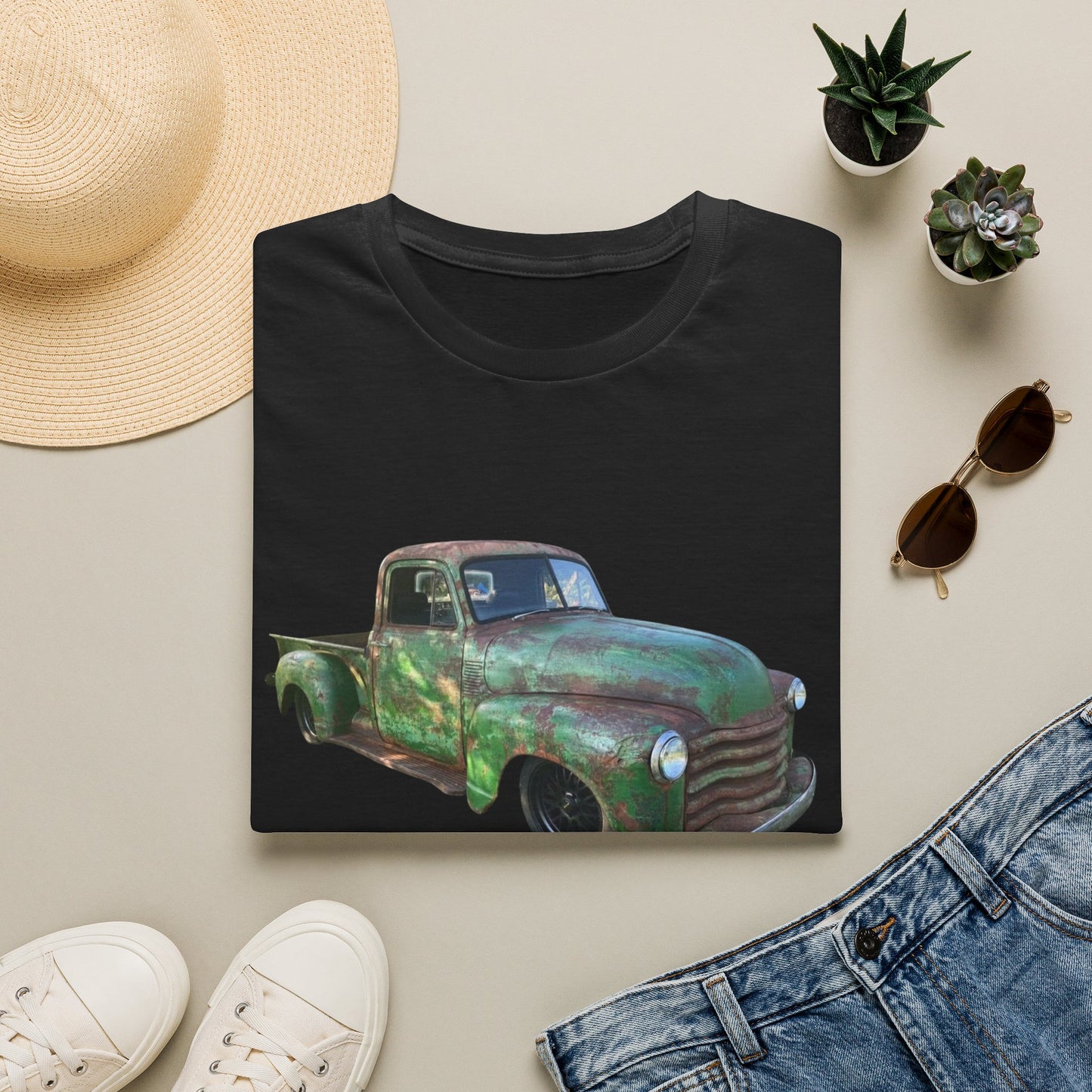 Green Lowered Vintage Pickup Truck T-Shirt
