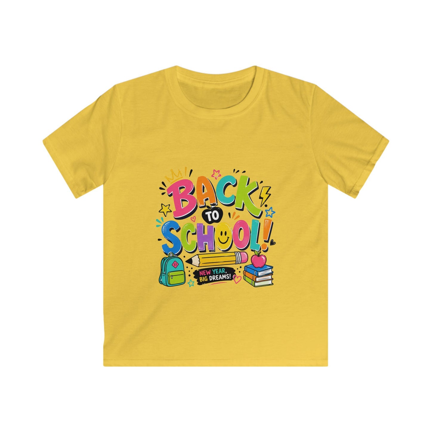 Back to School Kids T‑Shirt — Colorful Backpack & Books Design