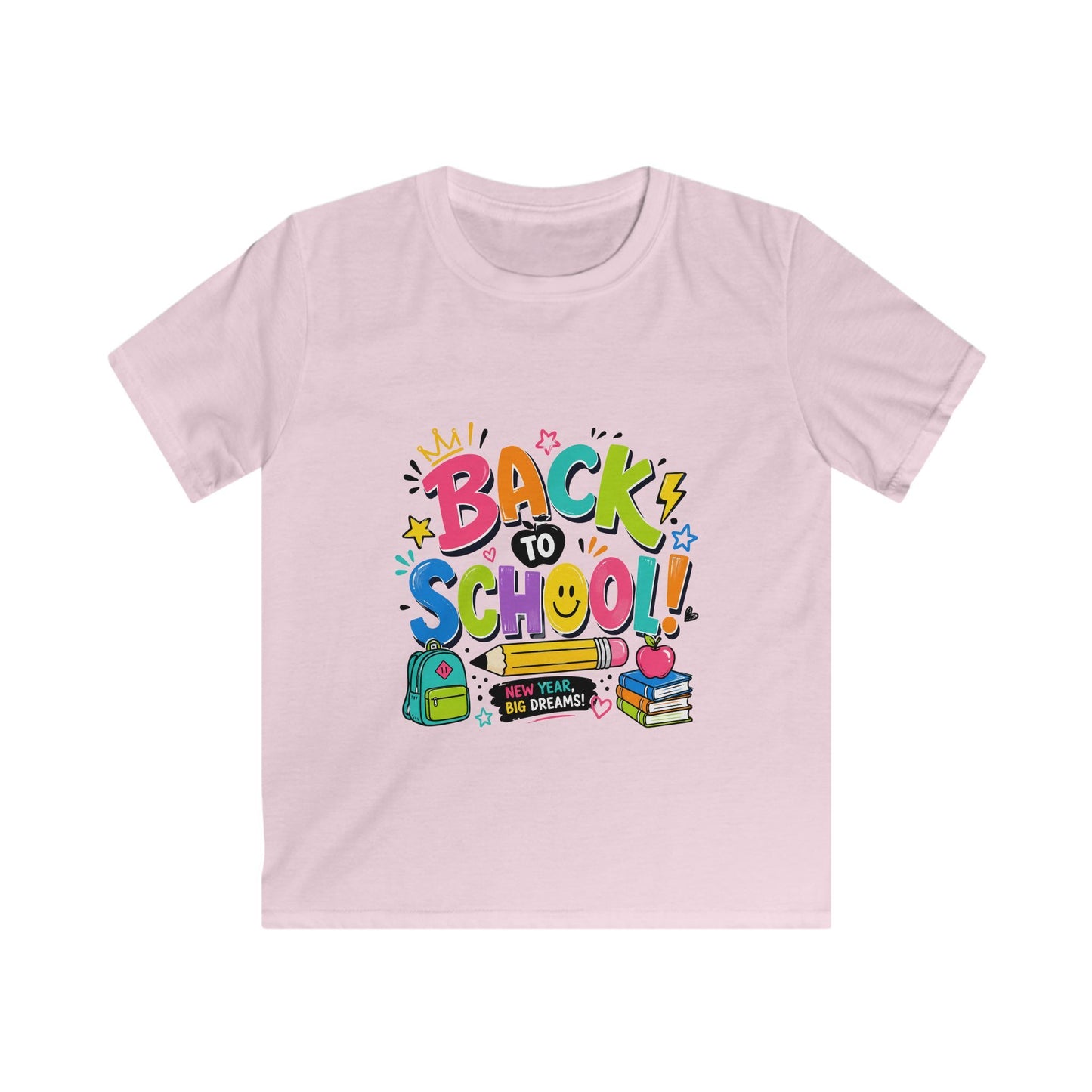 Back to School Kids T‑Shirt — Colorful Backpack & Books Design