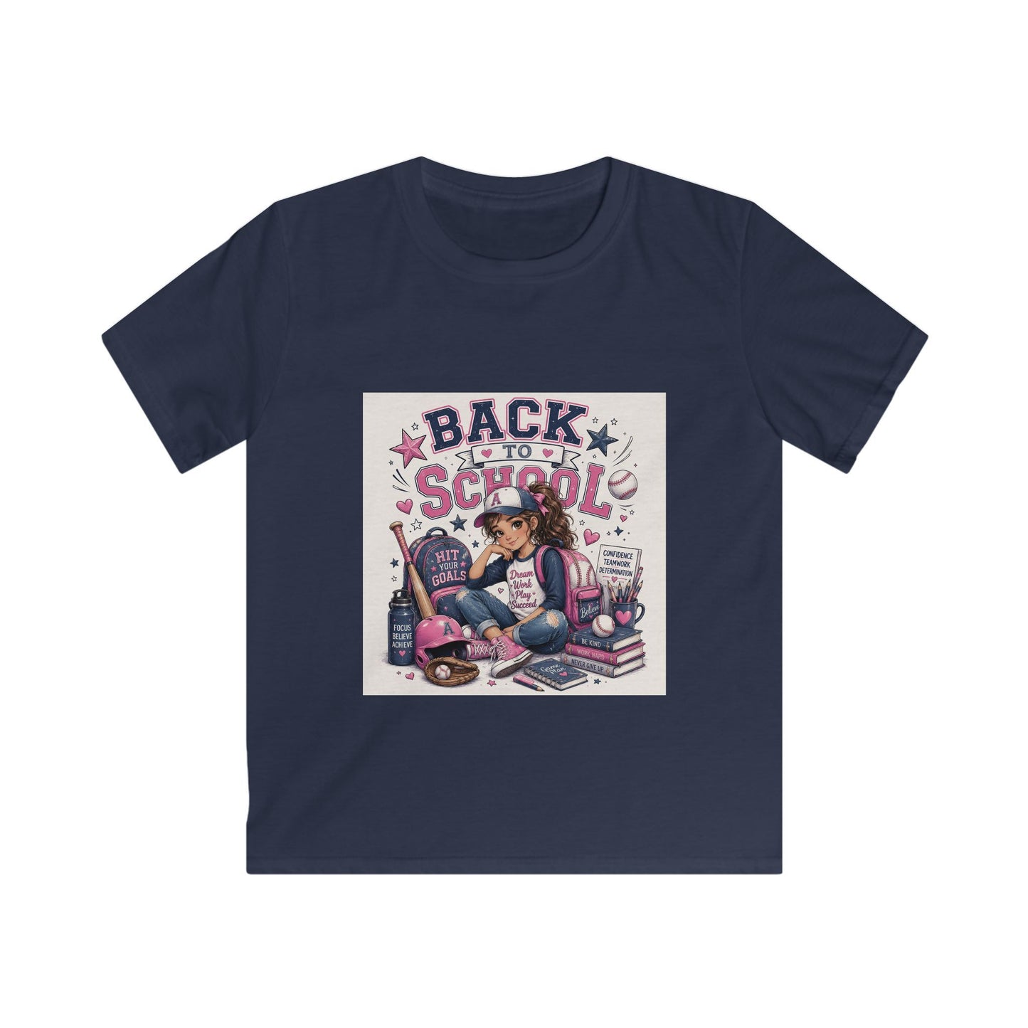 Kids Tee — "Back to School" Cute Girl Backpack Graphic