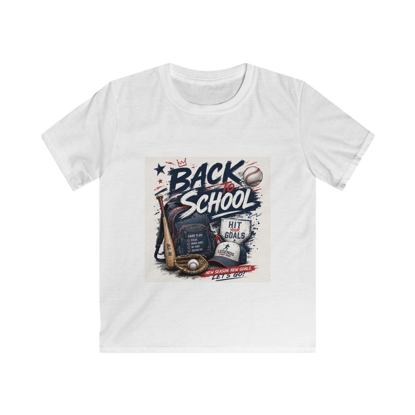 Back to School Kids Tee – Baseball Backpack Design