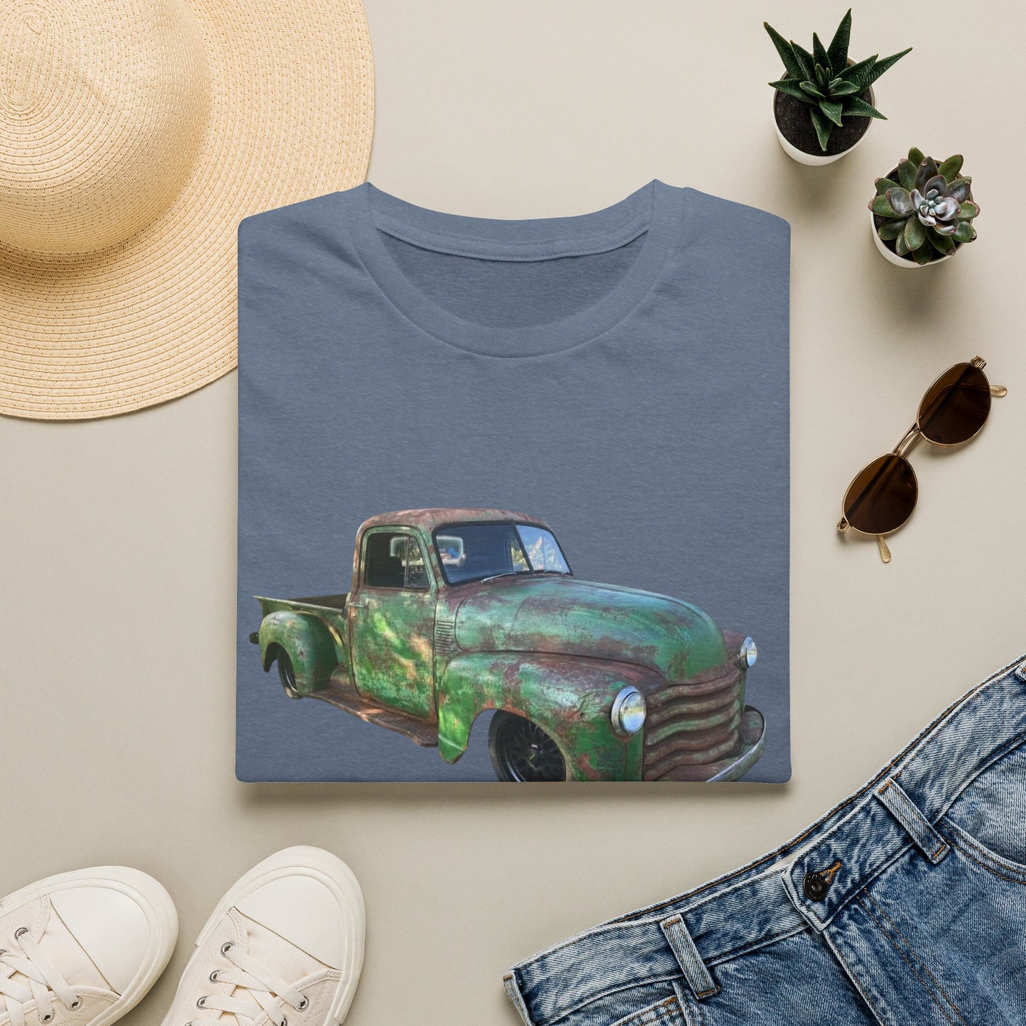 Green Lowered Vintage Pickup Truck T-Shirt