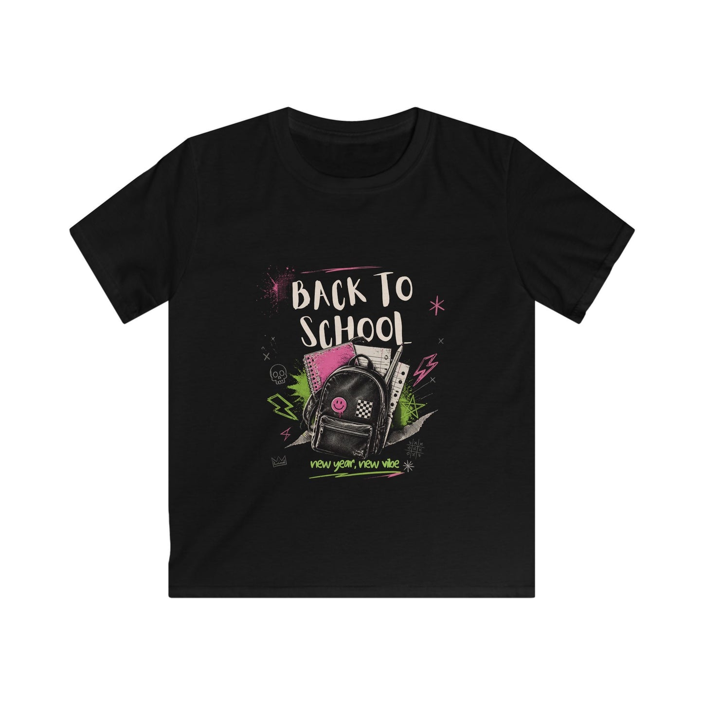 Back to School Kids T-Shirt — Neon Backpack Graphic