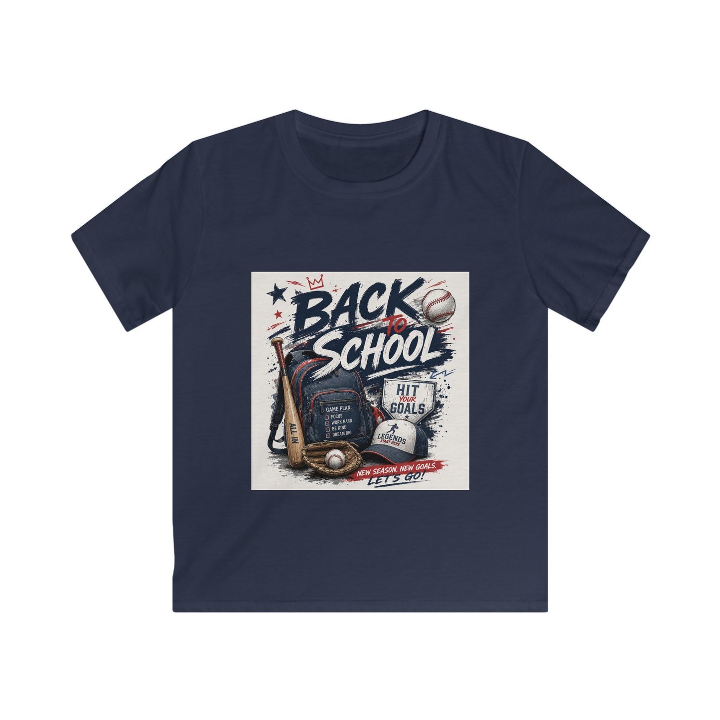 Back to School Kids Tee – Baseball Backpack Design