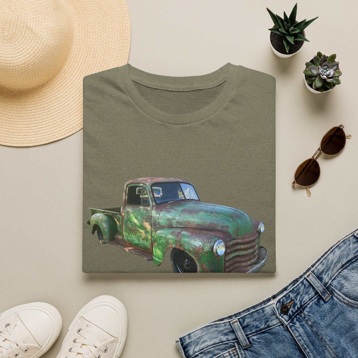 Green Lowered Vintage Pickup Truck T-Shirt