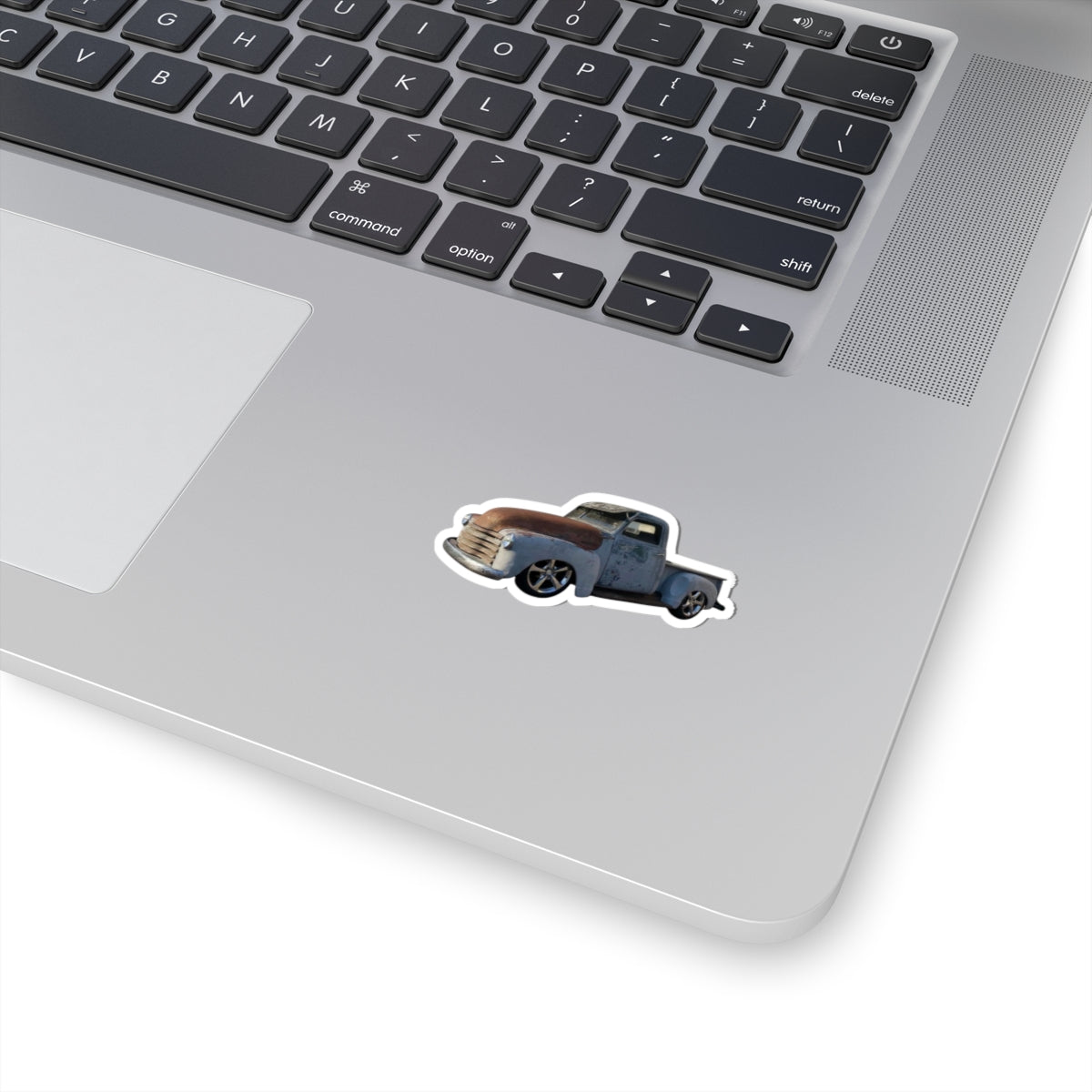 Classic Lowered Grey Pickup Truck Sticker