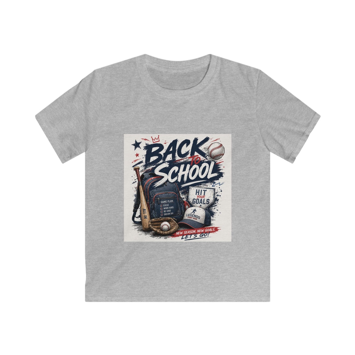 Back to School Kids Tee – Baseball Backpack Design