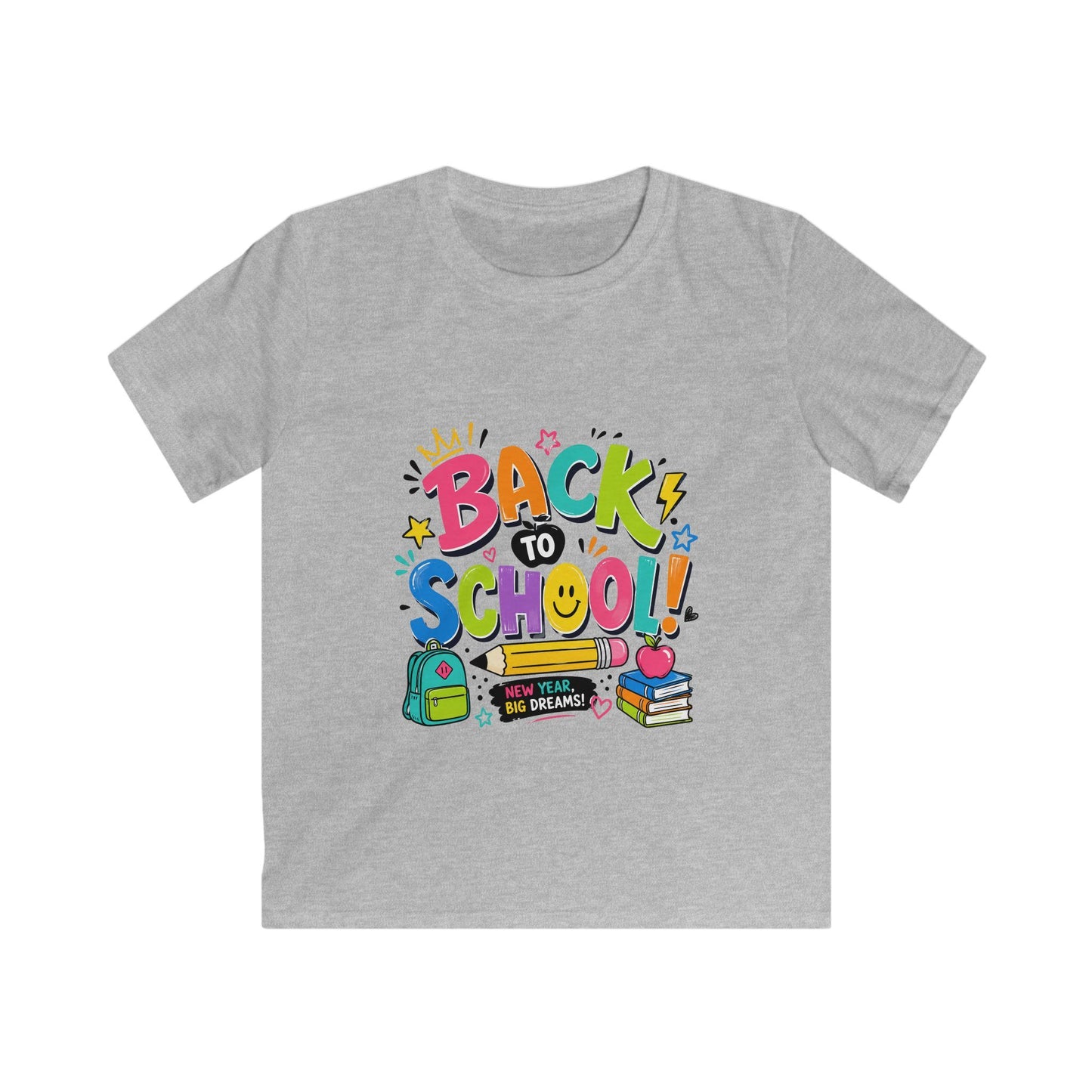 Back to School Kids T‑Shirt — Colorful Backpack & Books Design
