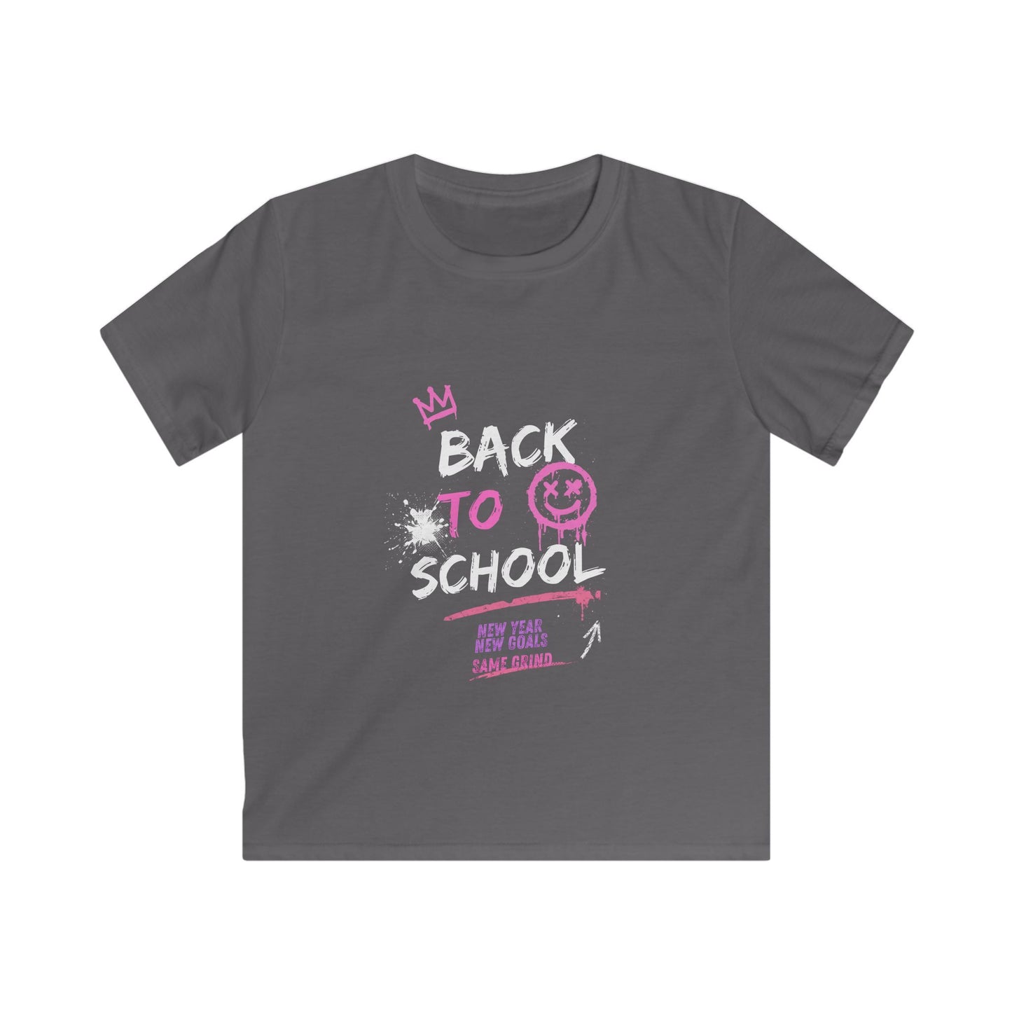 Back to School Kids Tee — Pink Graffiti Smile Design