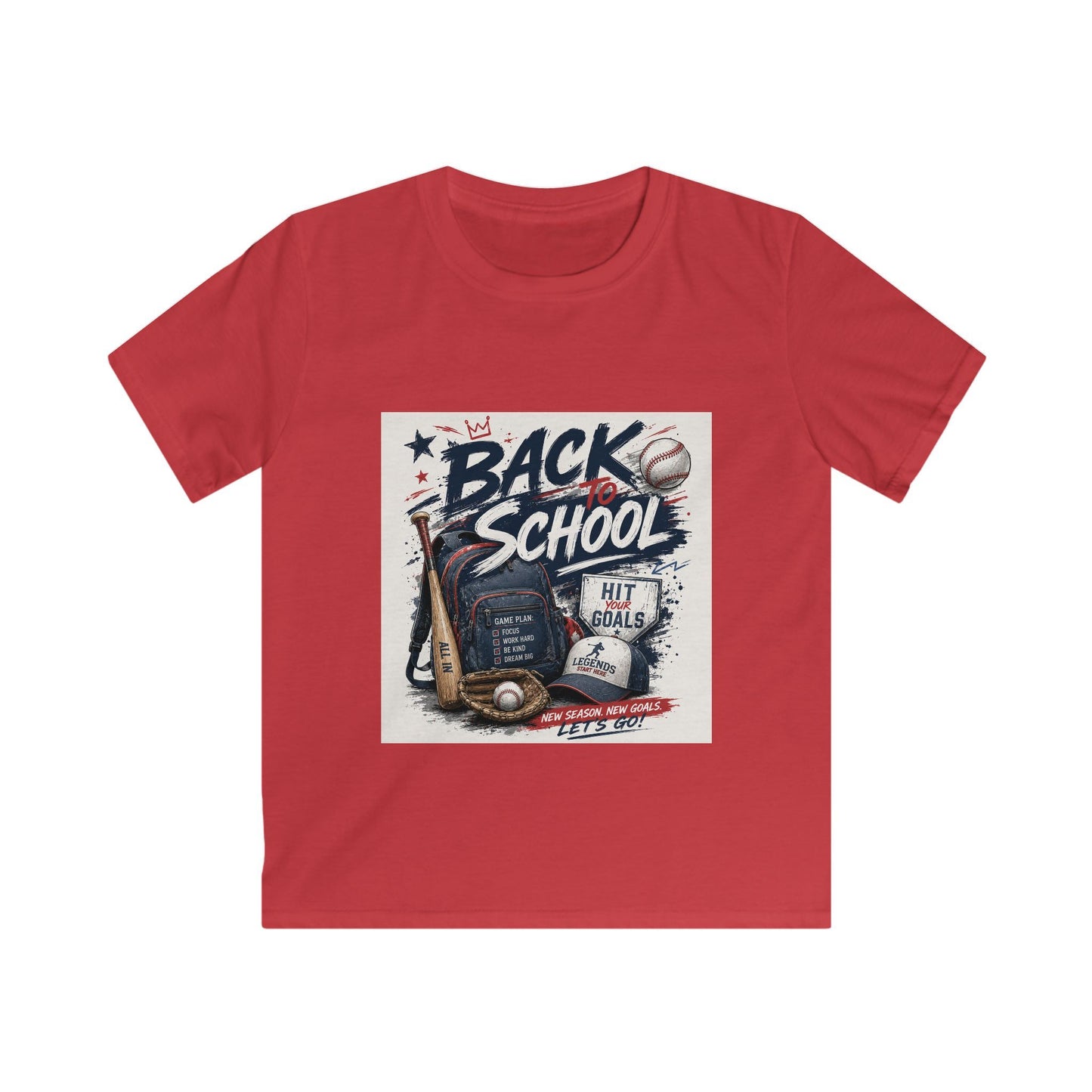 Back to School Kids Tee – Baseball Backpack Design