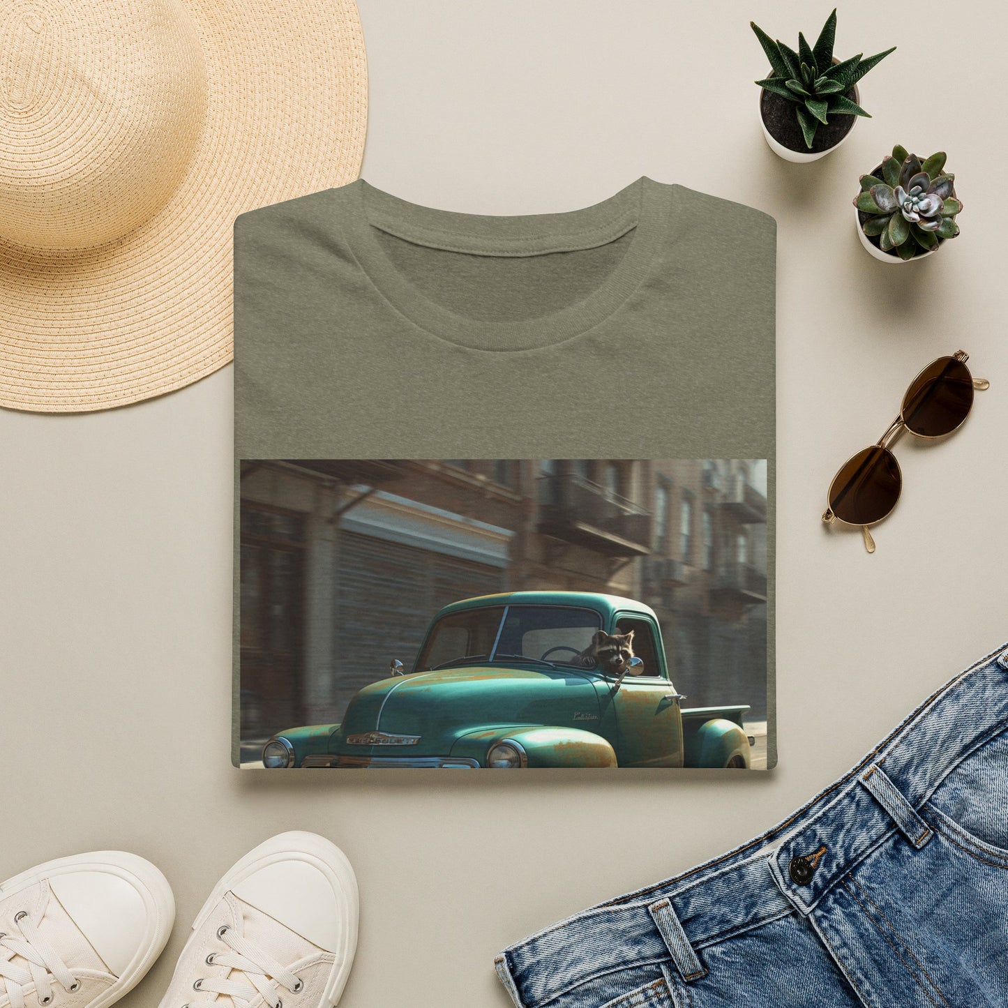 Raccoon Driving Truck T-Shirt