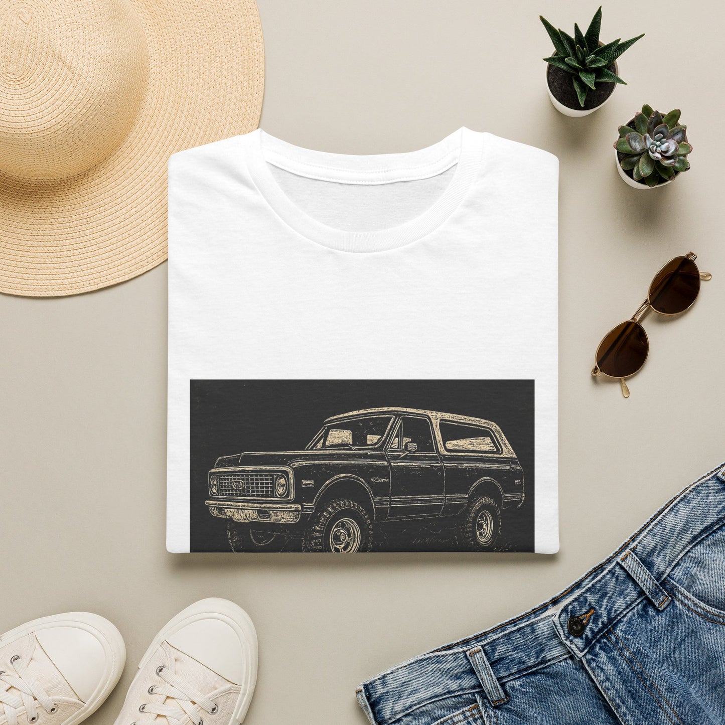 Vintage Truck w Topper Illustration T-Shirt