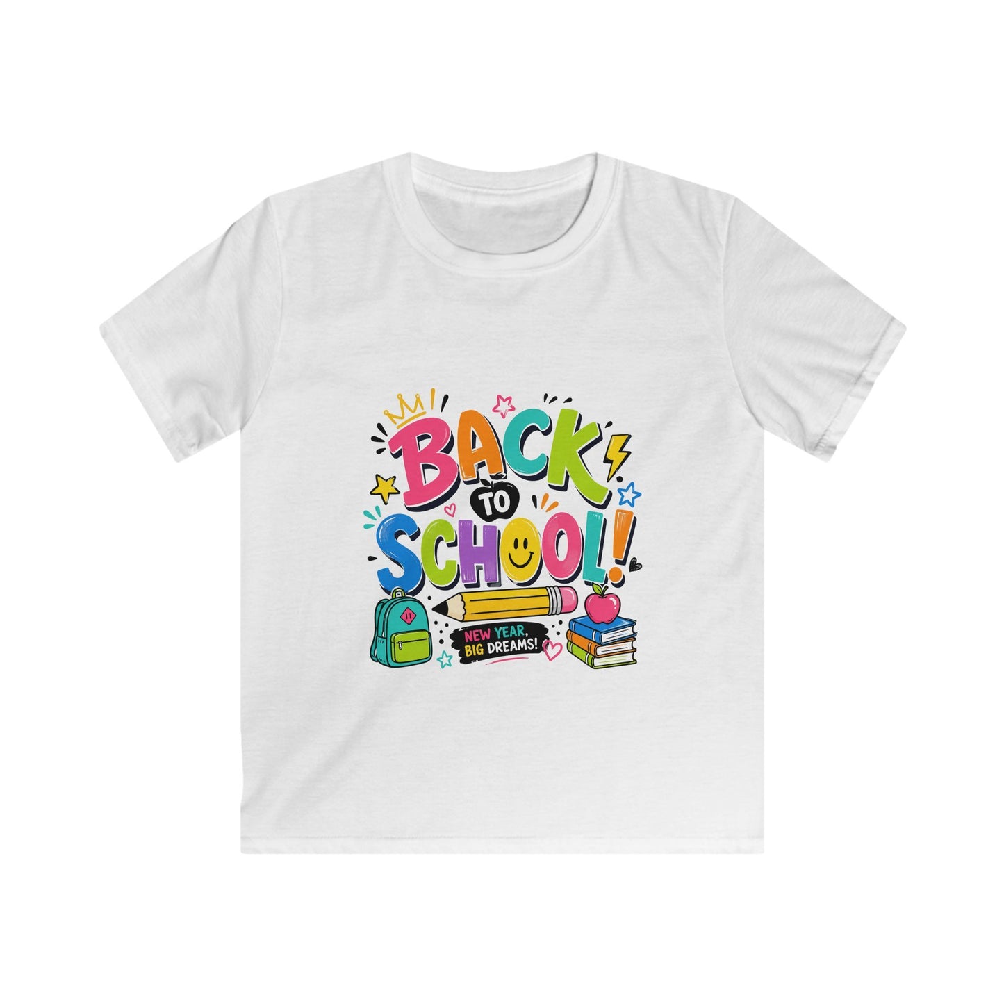 Back to School Kids T‑Shirt — Colorful Backpack & Books Design