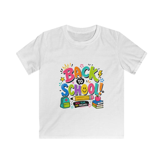 Back to School Kids T‑Shirt — Colorful Backpack & Books Design