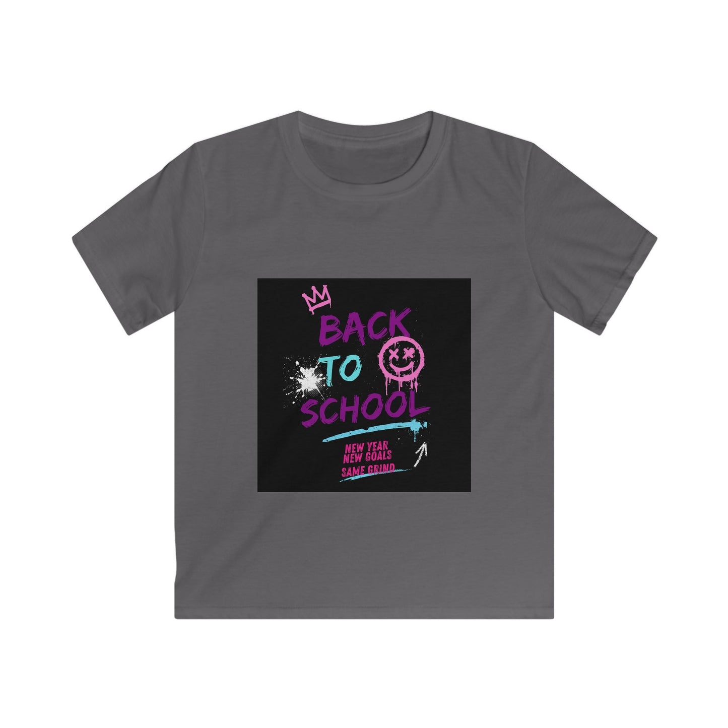 Kids Tee — 'Back to School' Neon Graffiti Design